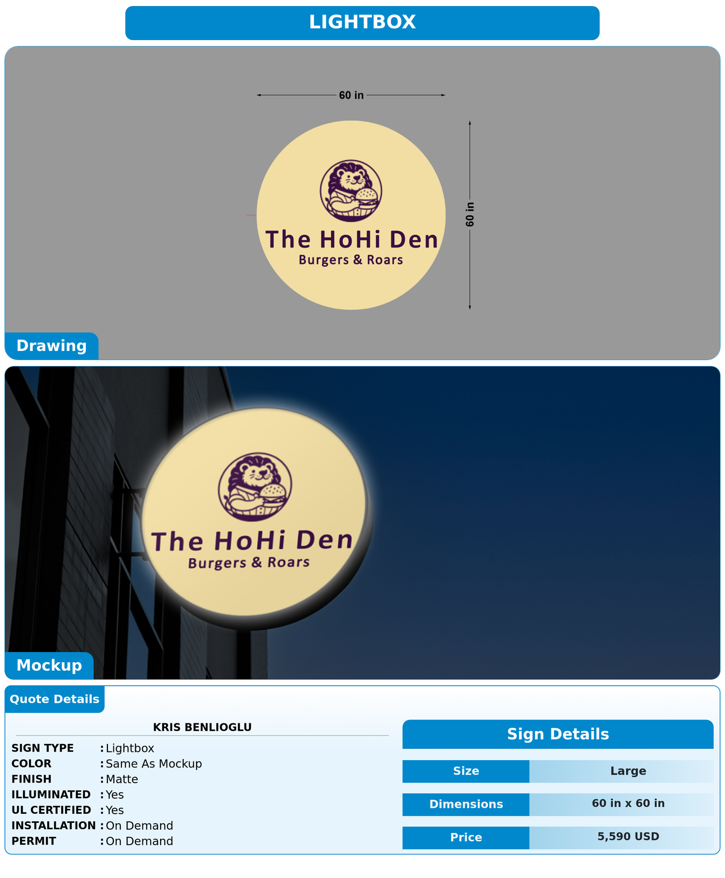 CUSTOM MOCKUP SIGN FOR Kris Benlioglu