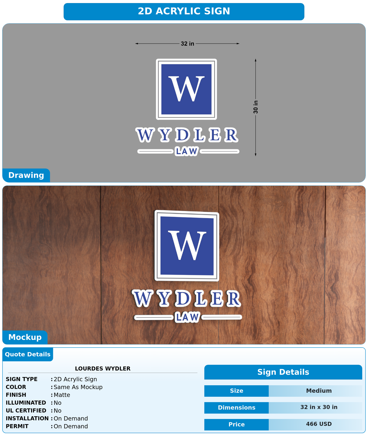 CUSTOM MOCKUP SIGN FOR Lourdes Wydler