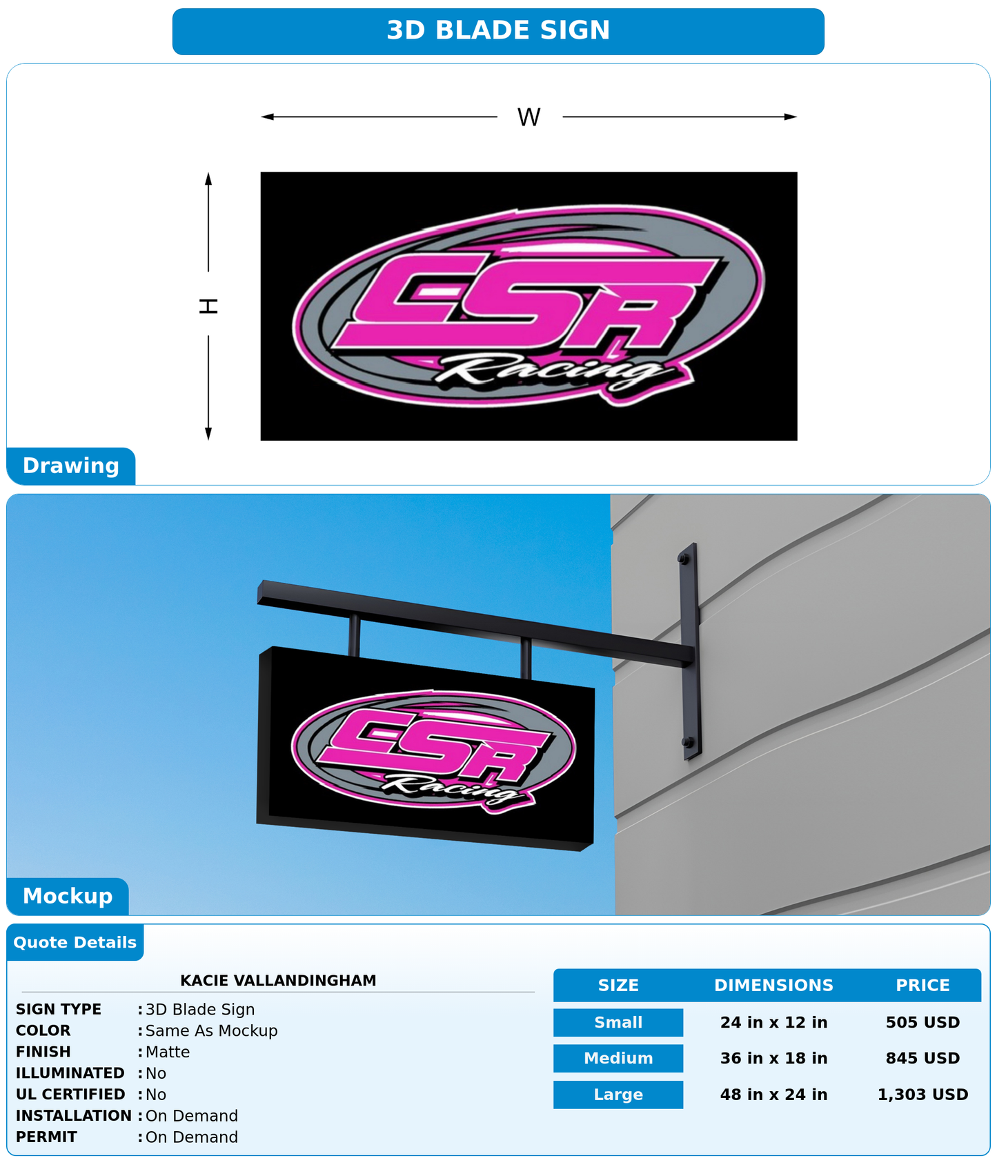 CUSTOM MOCKUP SIGN FOR Kacie Vallandingham