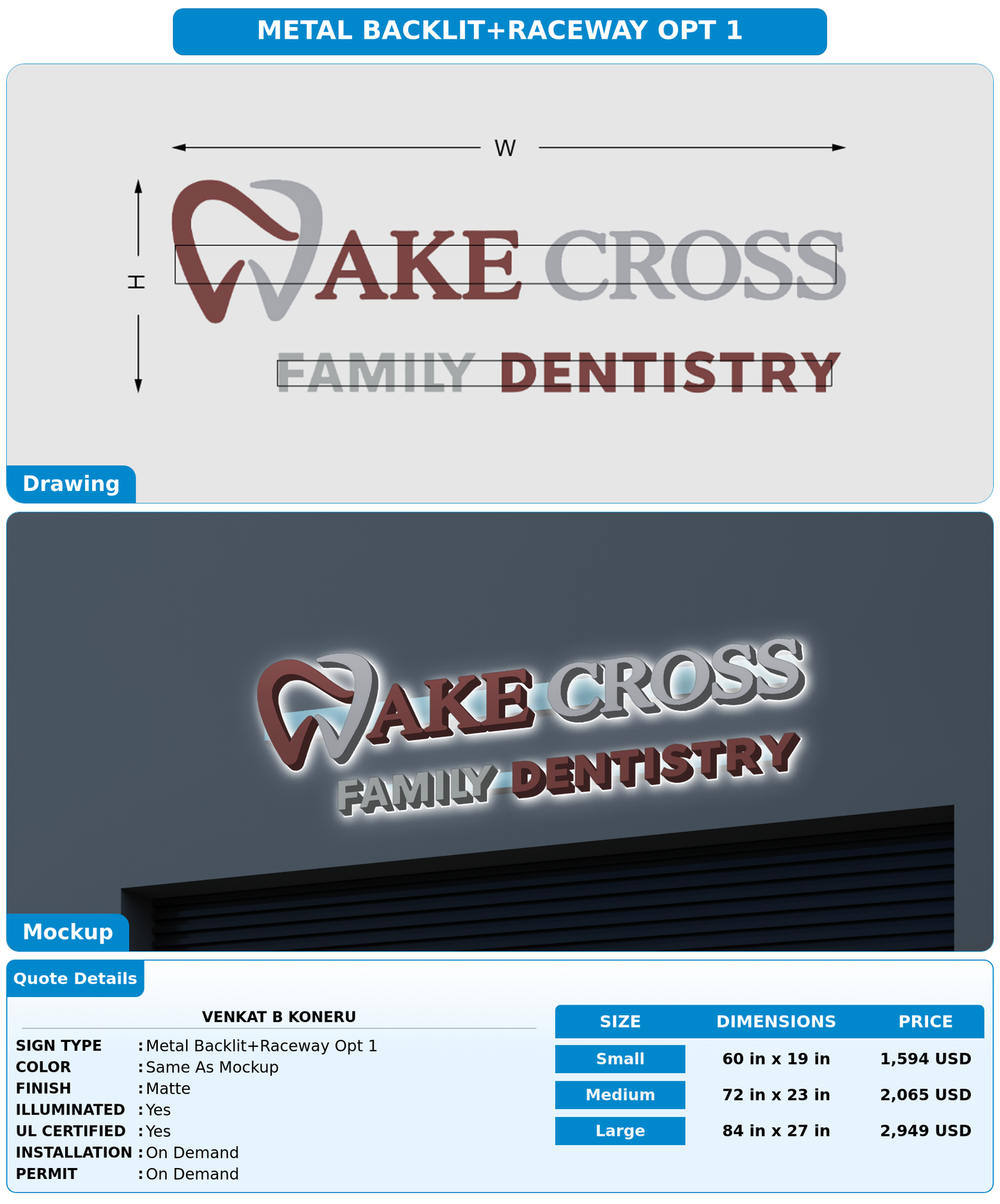 CUSTOM MOCKUP SIGN FOR Venkat B Koneru