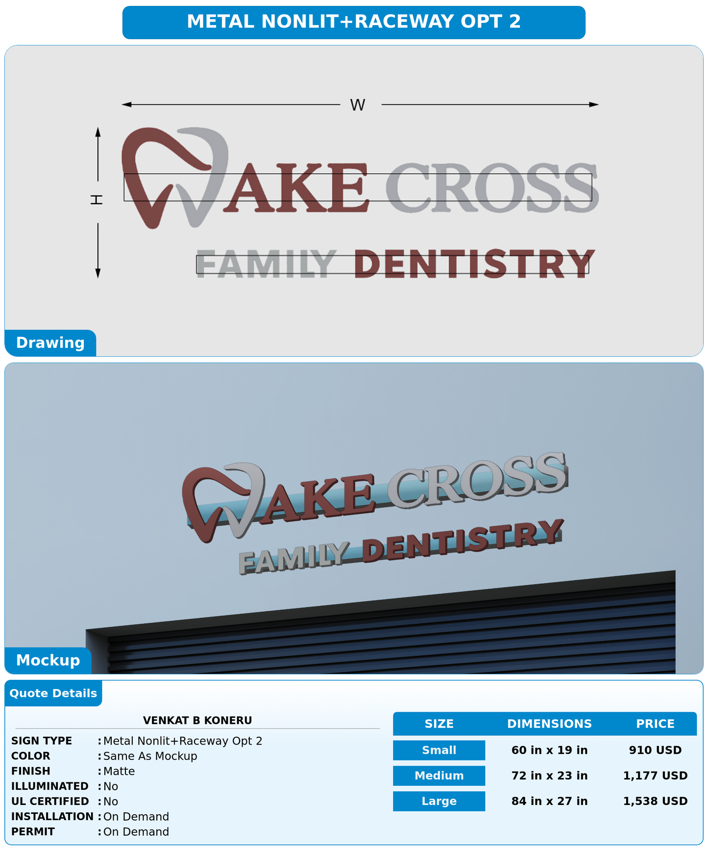CUSTOM MOCKUP SIGN FOR Venkat B Koneru