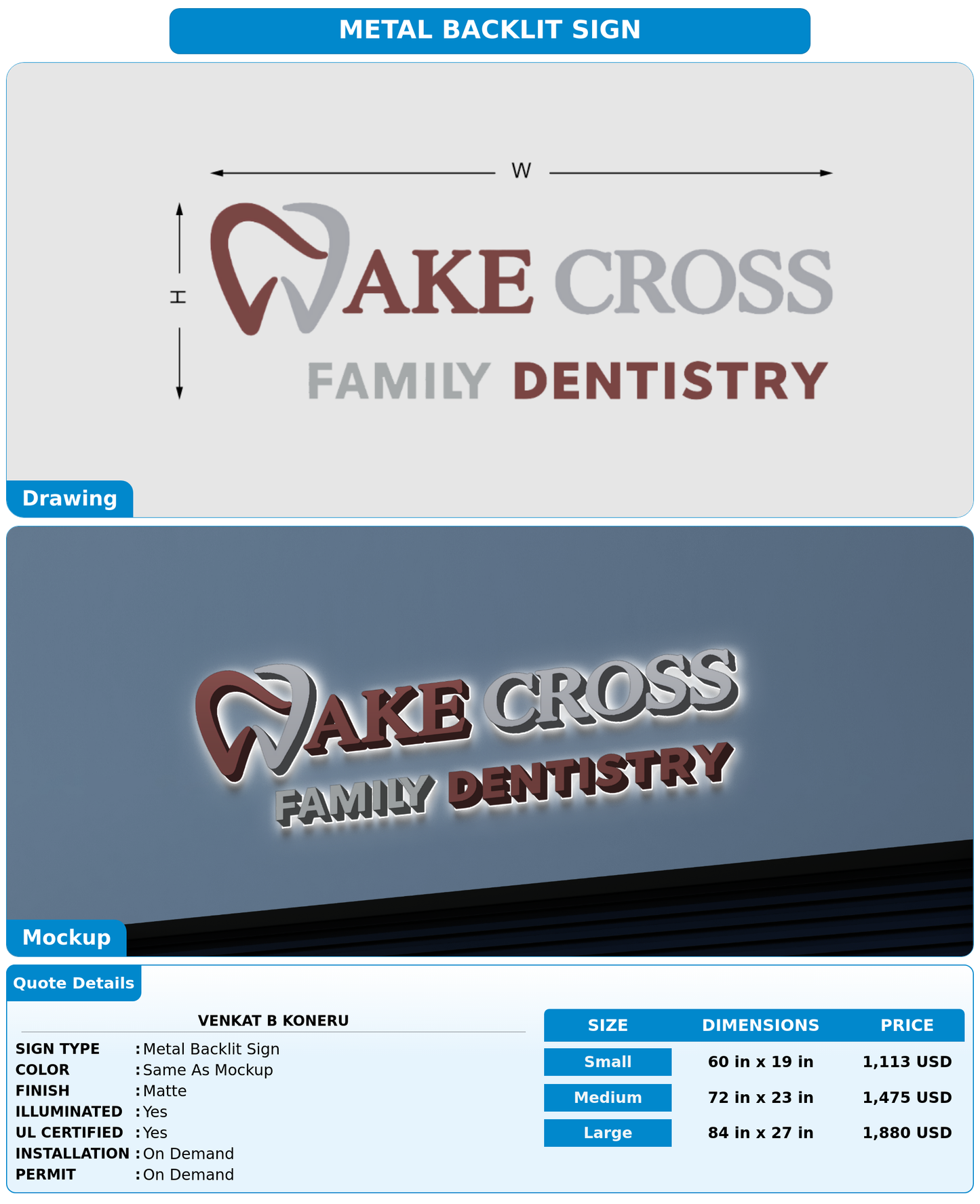 CUSTOM MOCKUP SIGN FOR Venkat B Koneru