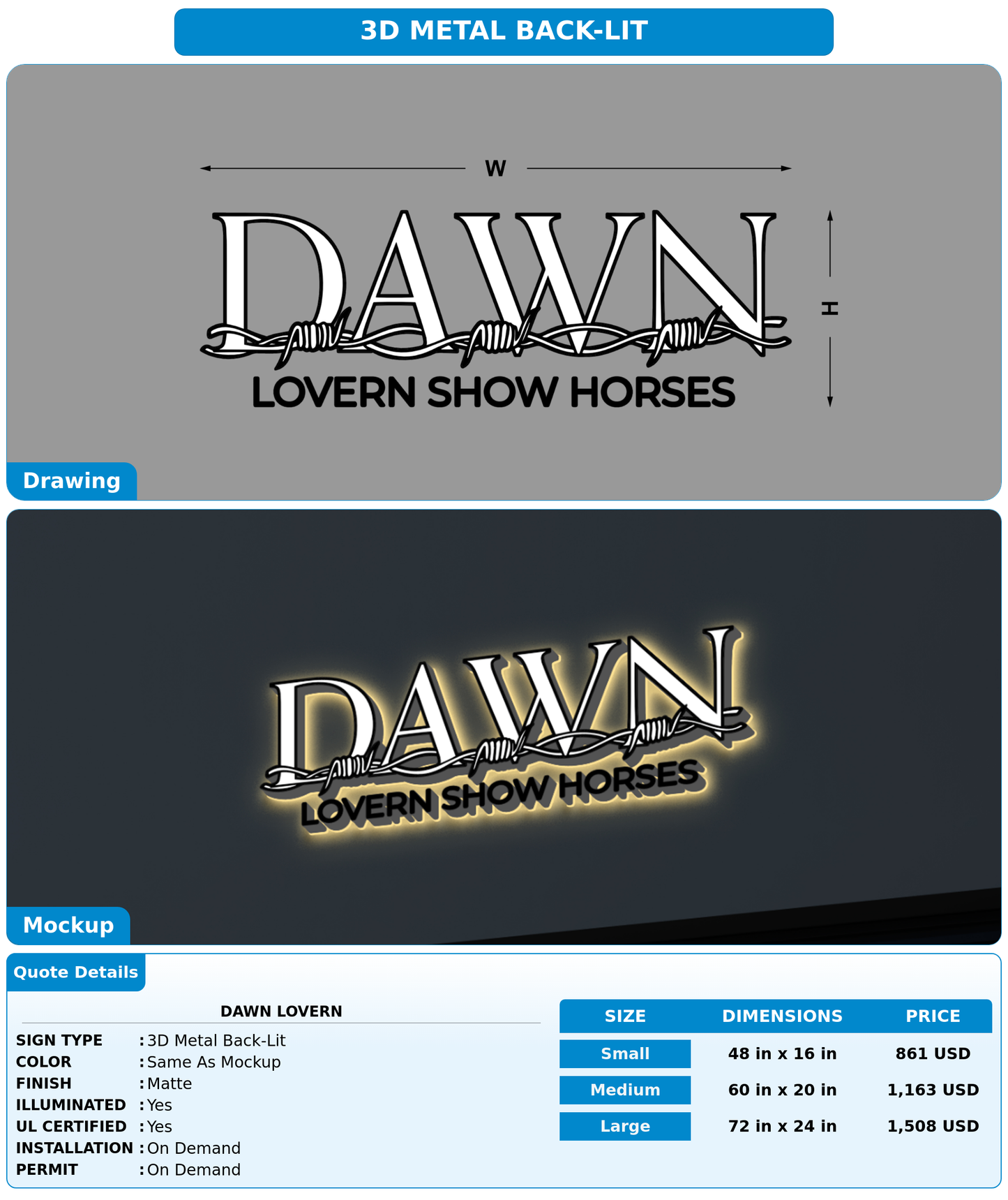 CUSTOM MOCKUP SIGN FOR Dawn Lovern