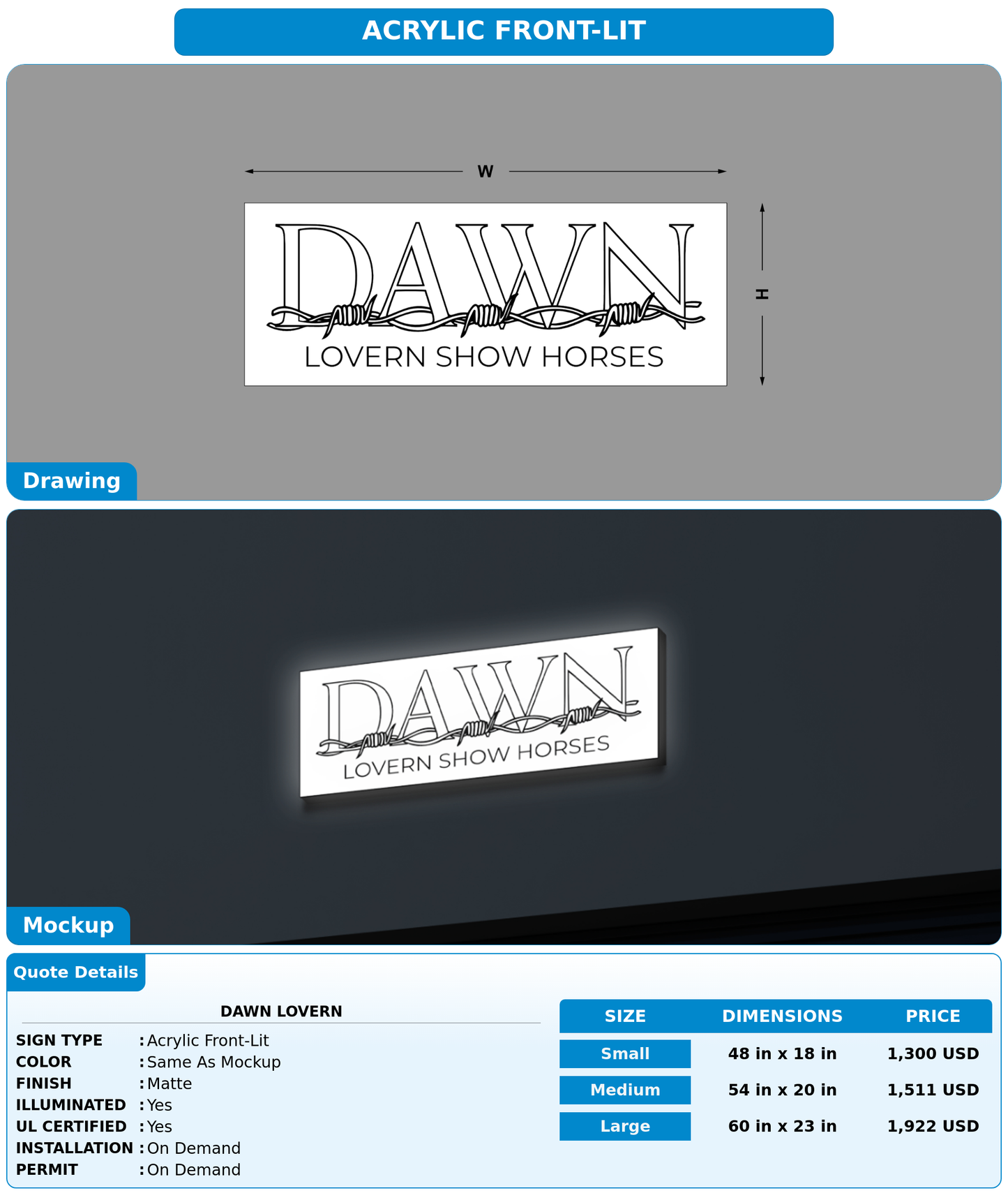 CUSTOM MOCKUP SIGN FOR Dawn Lovern