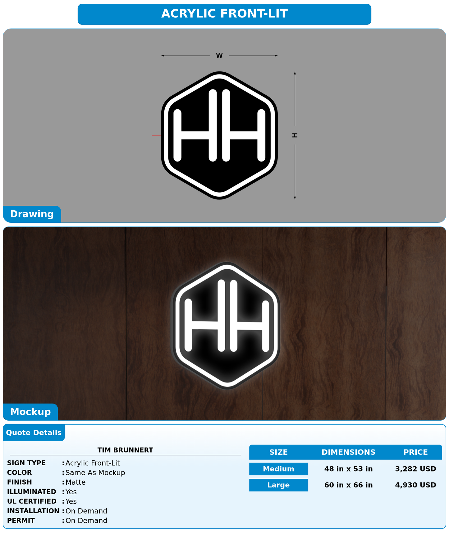 CUSTOM MOCKUP SIGN FOR Tim Brunnert