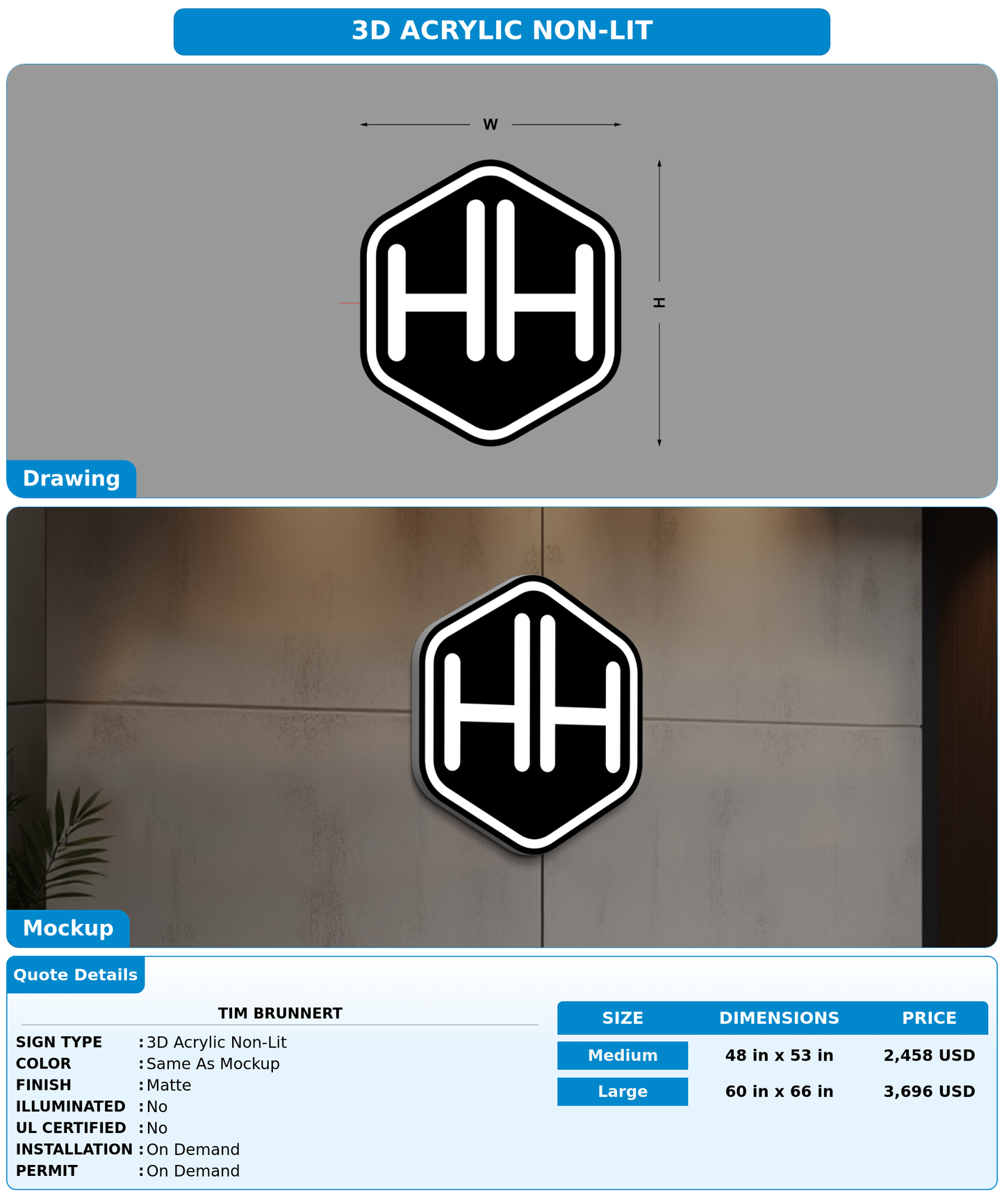 CUSTOM MOCKUP SIGN FOR Tim Brunnert