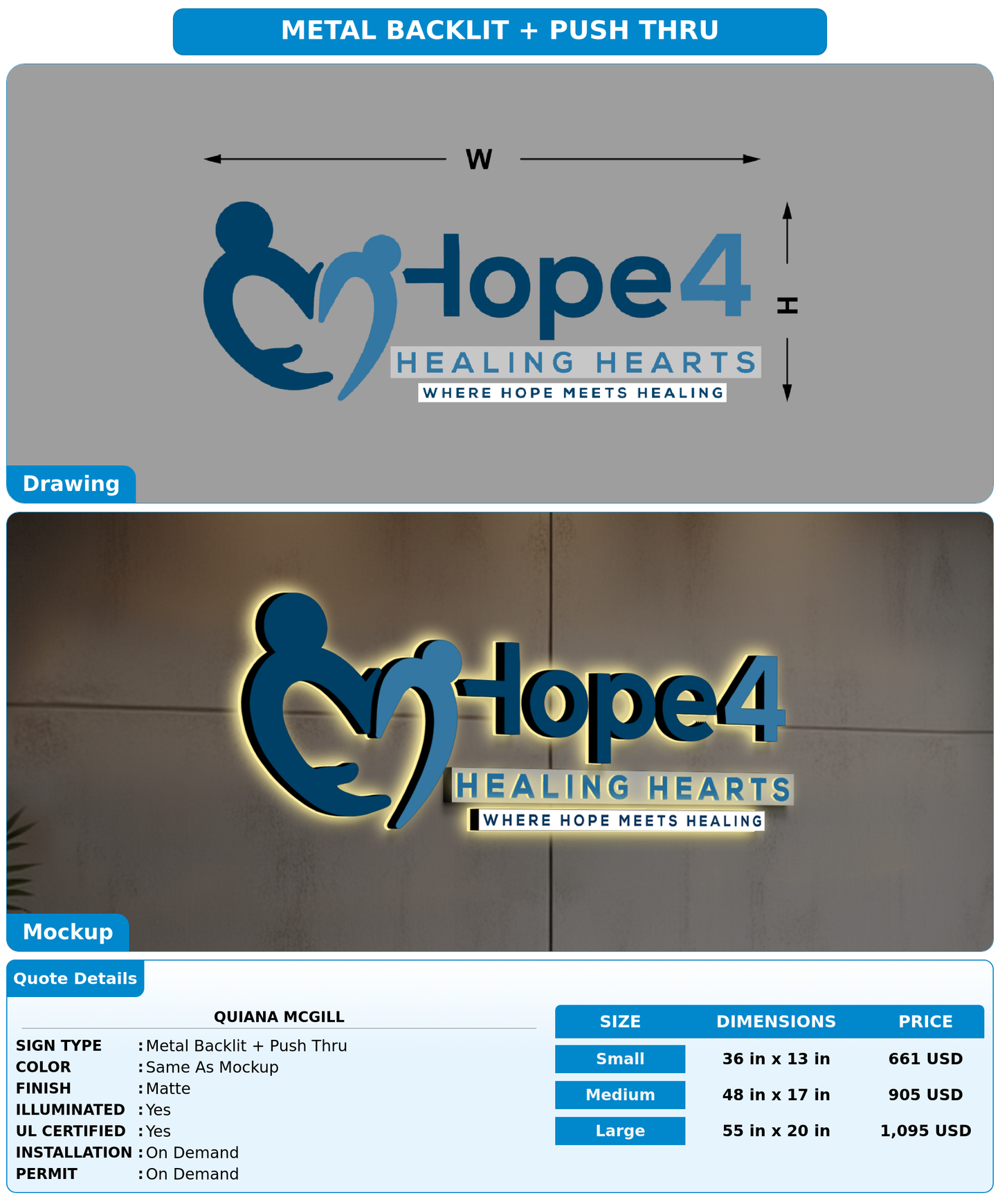 CUSTOM MOCKUP SIGN FOR Quiana  McGill