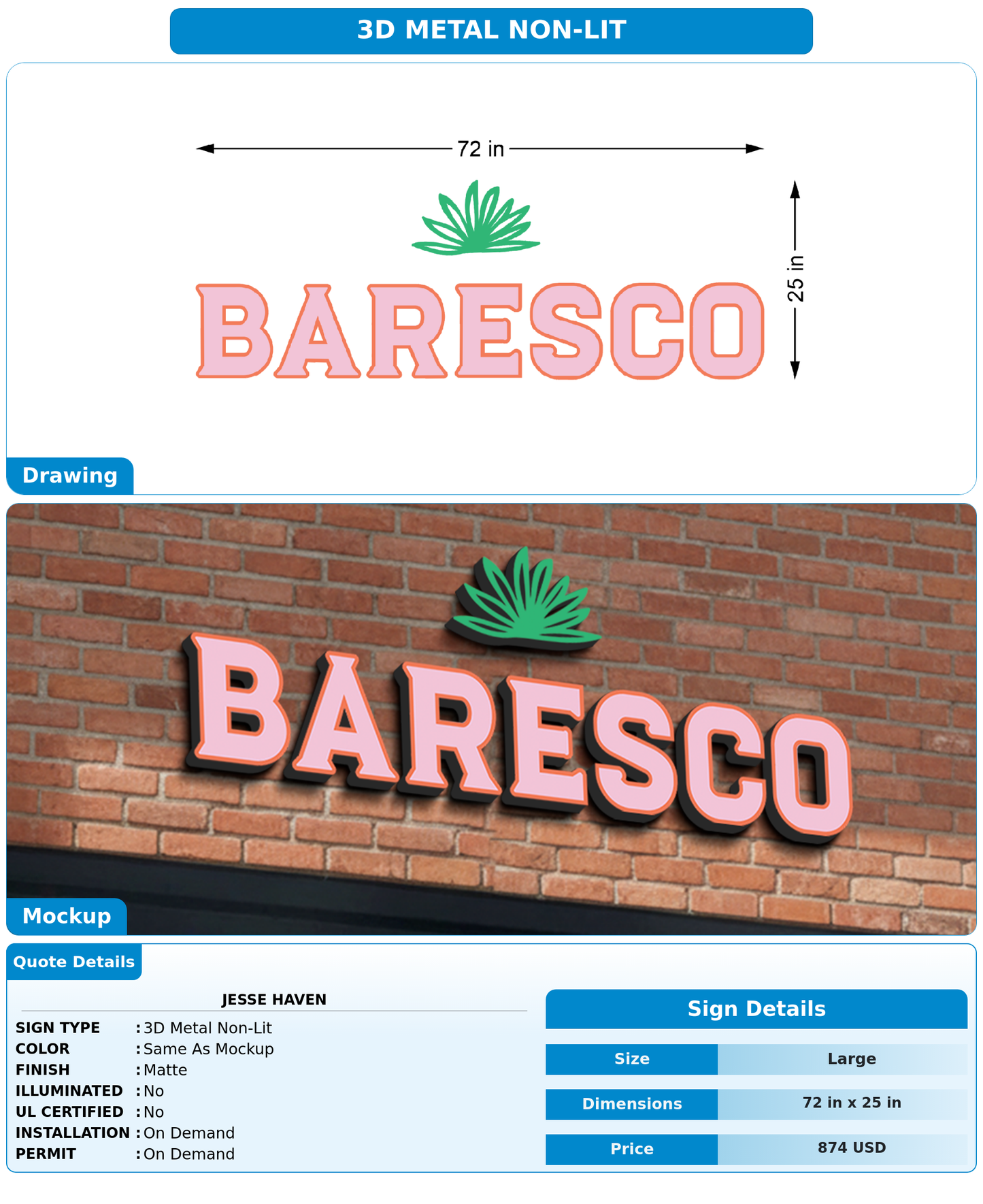 CUSTOM MOCKUP SIGN FOR Jesse Haven