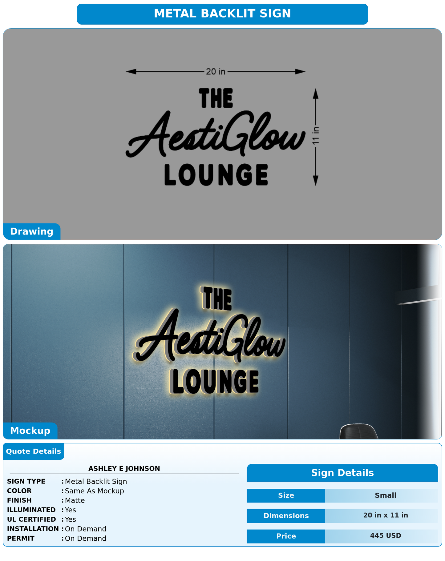 CUSTOM MOCKUP SIGN FOR Ashley E Johnson