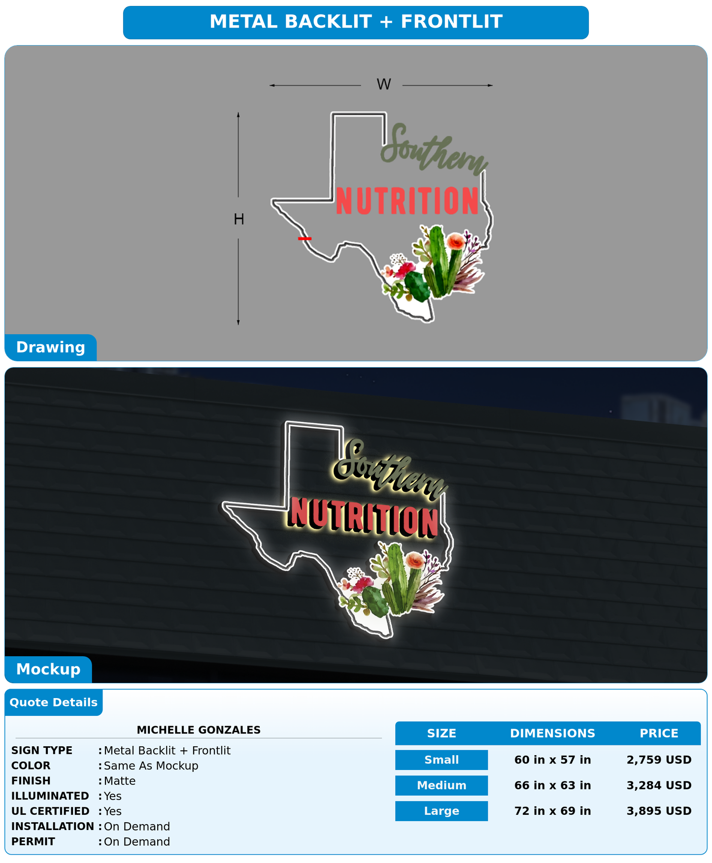 CUSTOM MOCKUP SIGN FOR Michelle Gonzales