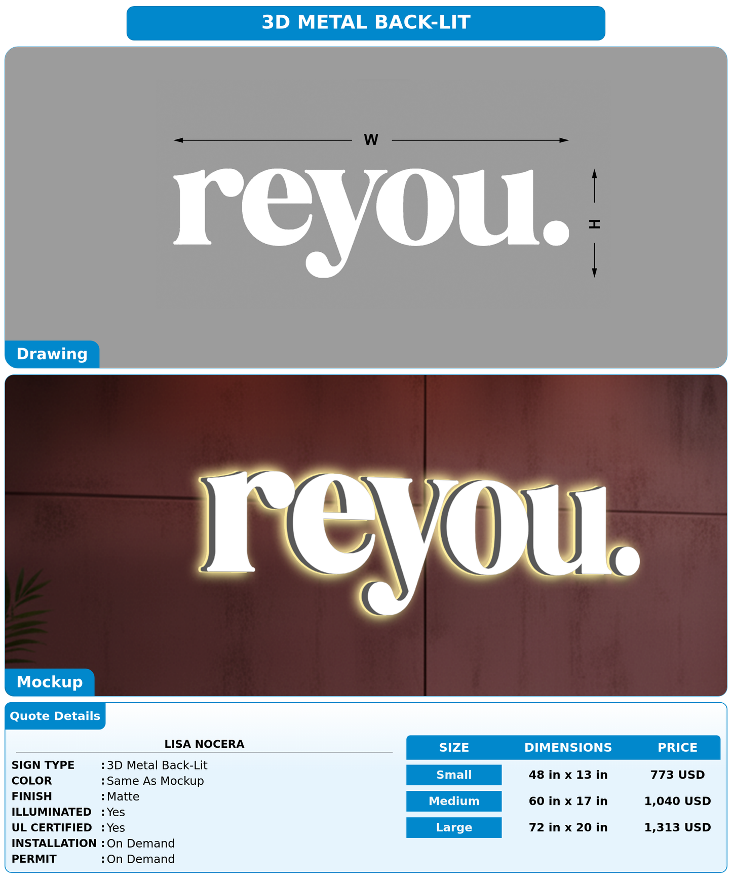 CUSTOM MOCKUP SIGN FOR Lisa Nocera