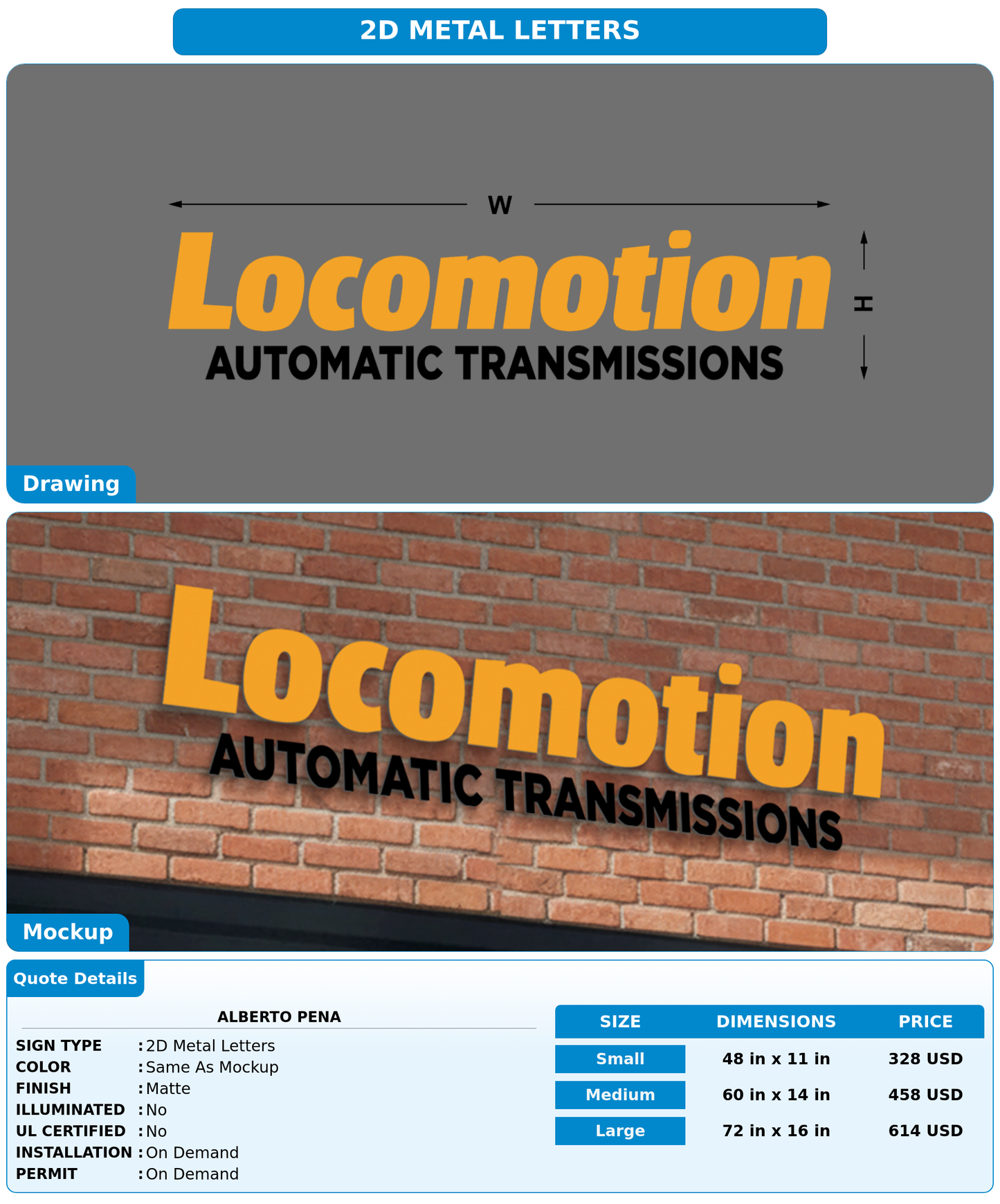 CUSTOM MOCKUP SIGN FOR Alberto Pena