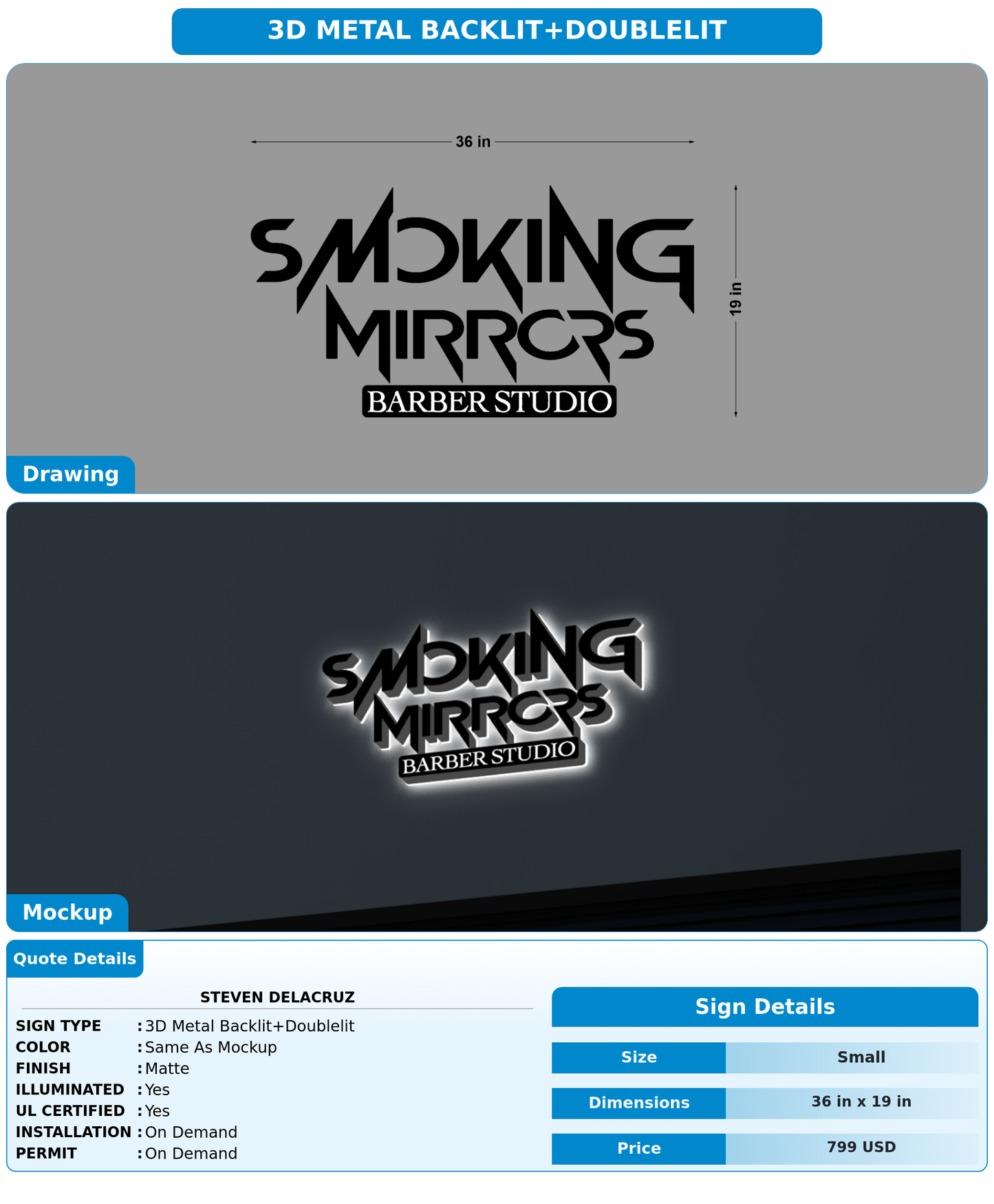 CUSTOM MOCKUP SIGN FOR Steven Delacruz