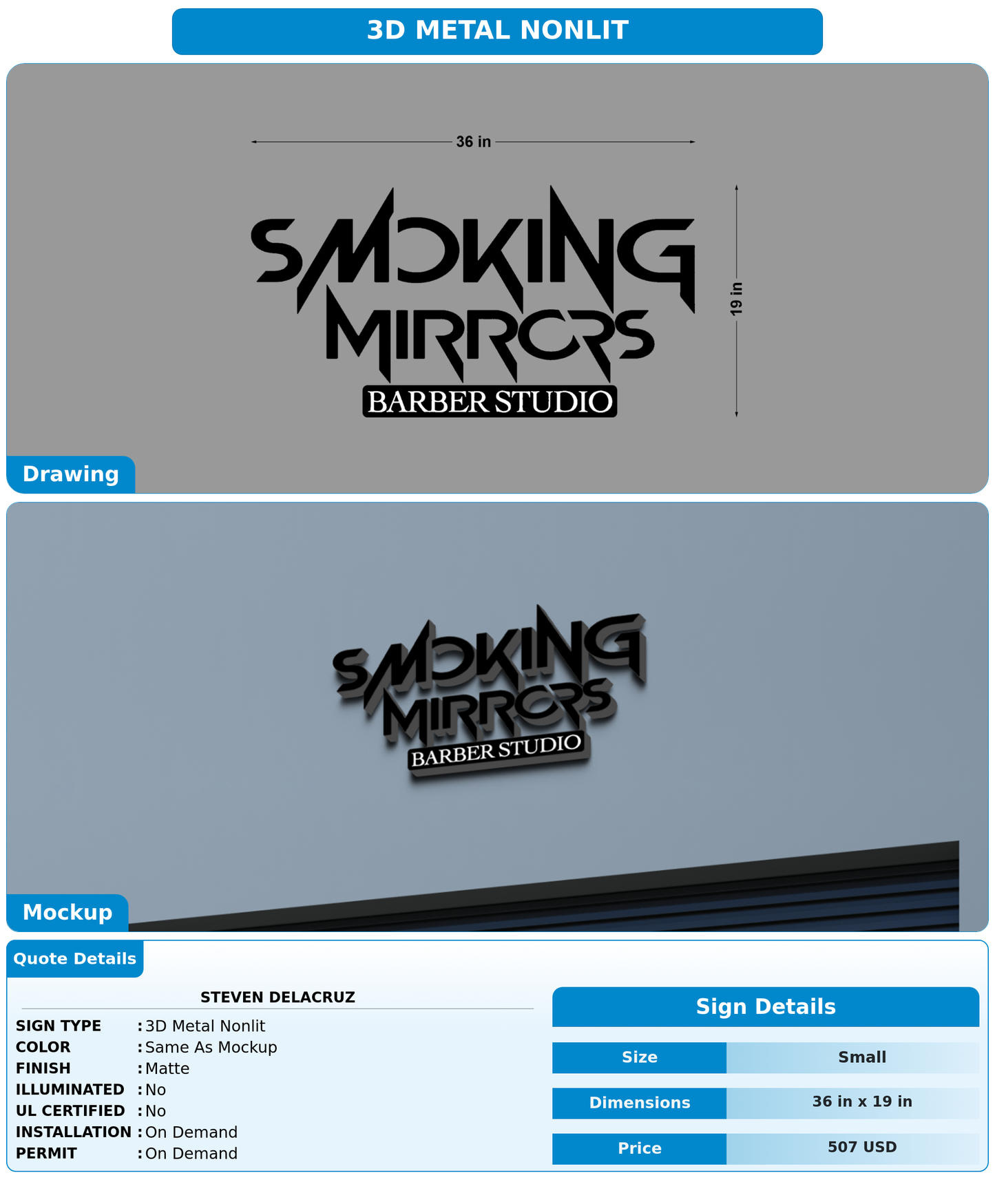 CUSTOM MOCKUP SIGN FOR Steven Delacruz