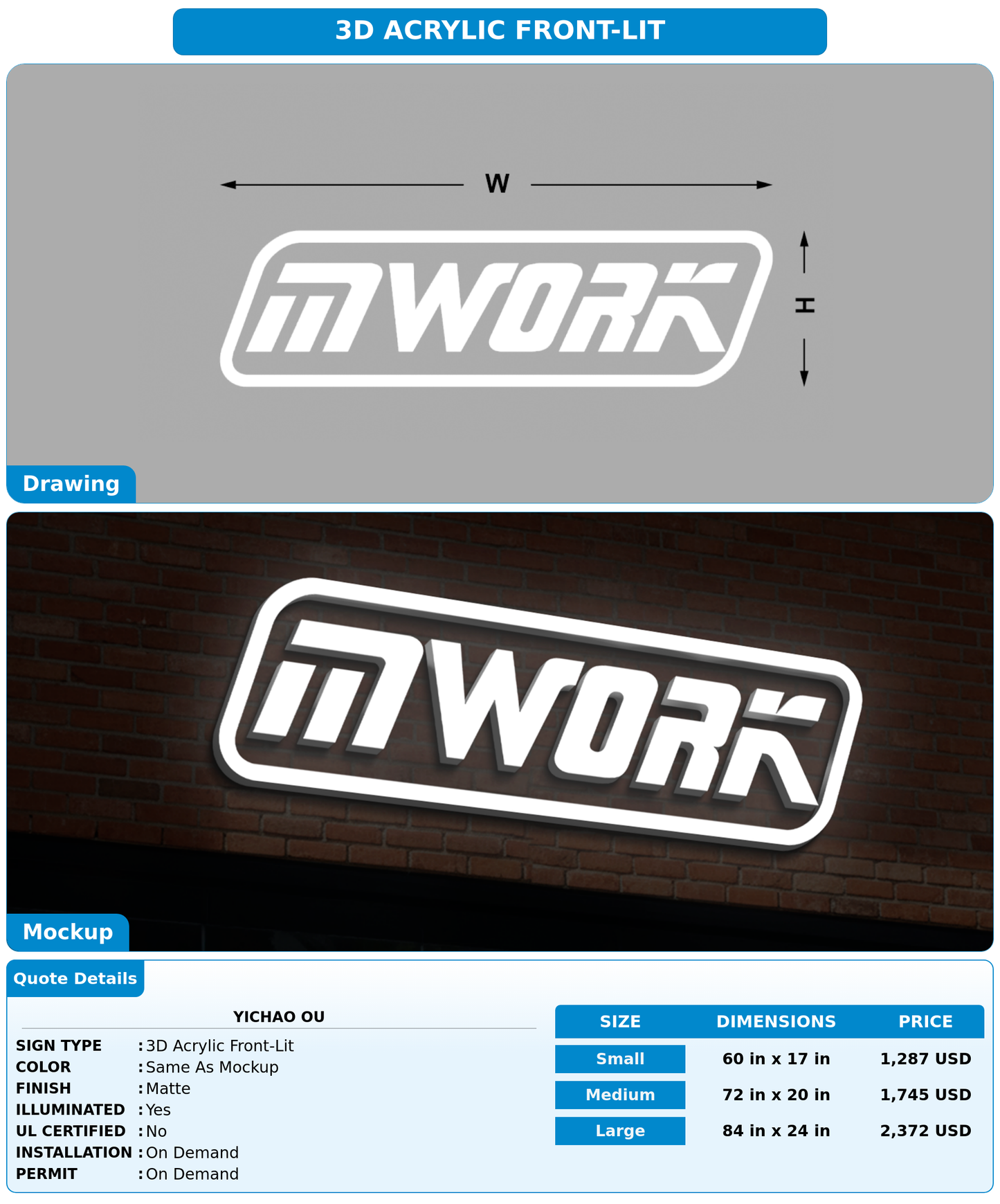 CUSTOM MOCKUP SIGN FOR YICHAO OU