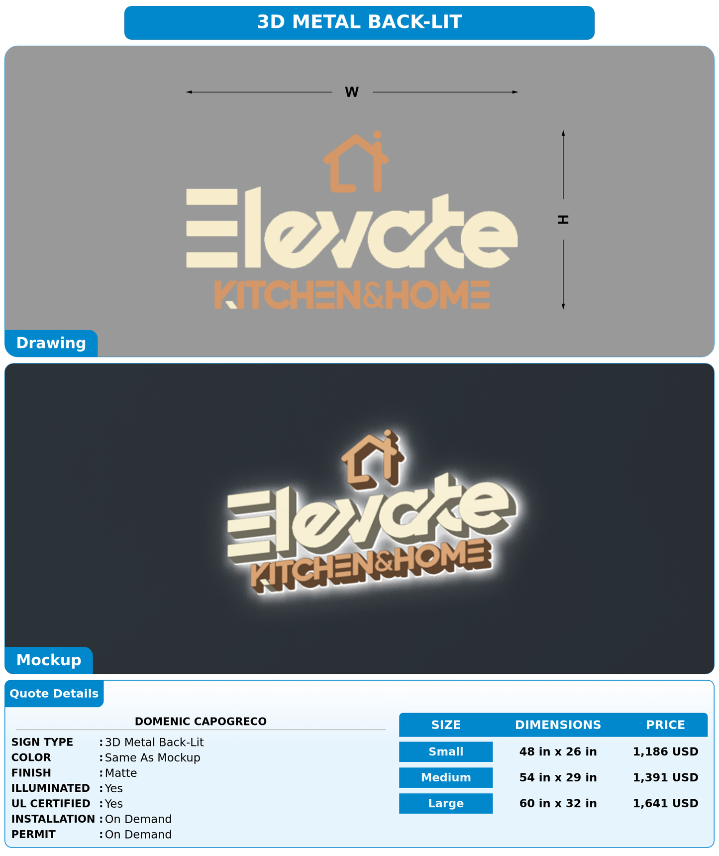 CUSTOM MOCKUP SIGN FOR domenic capogreco