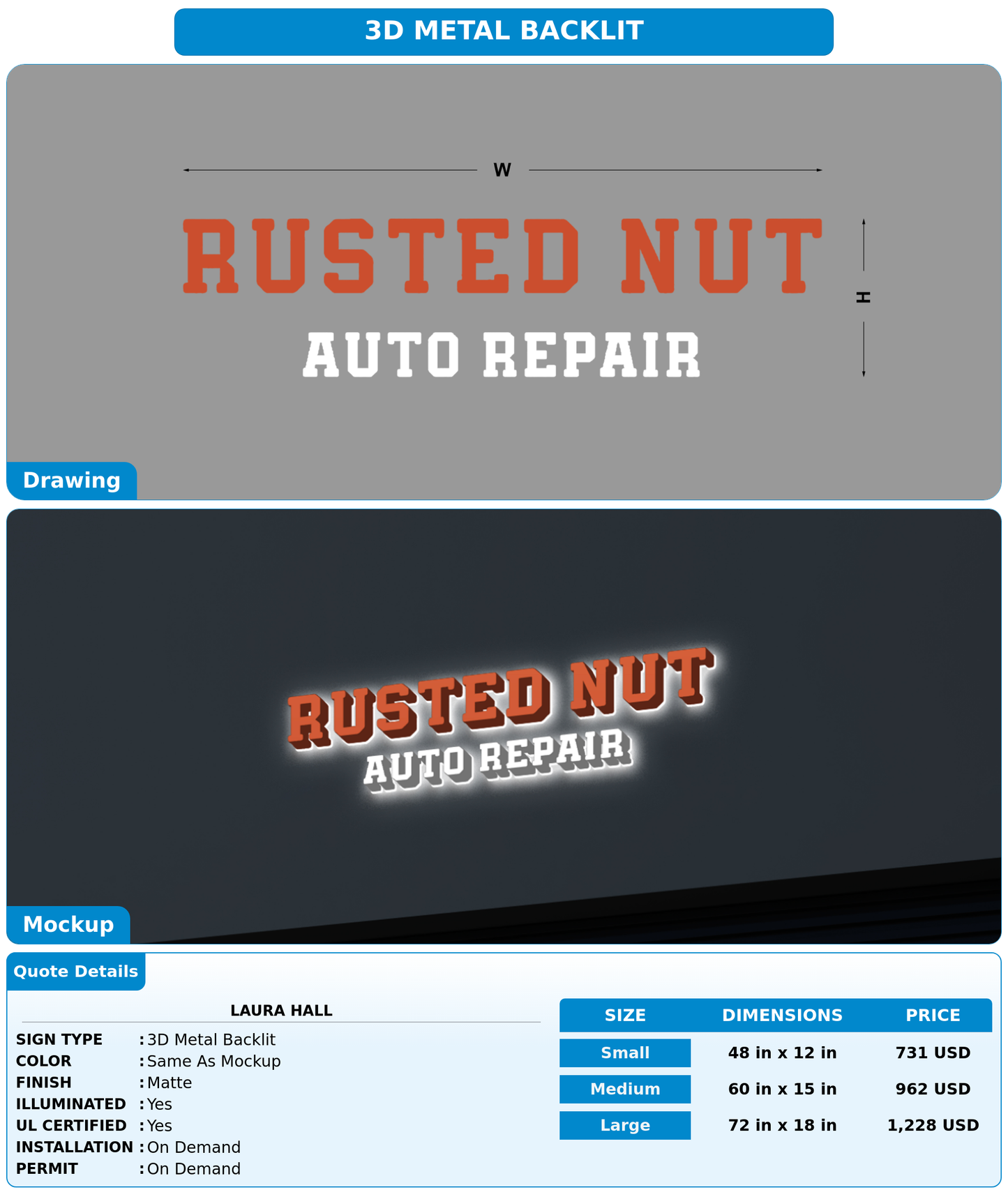 CUSTOM MOCKUP SIGN FOR Laura Hall