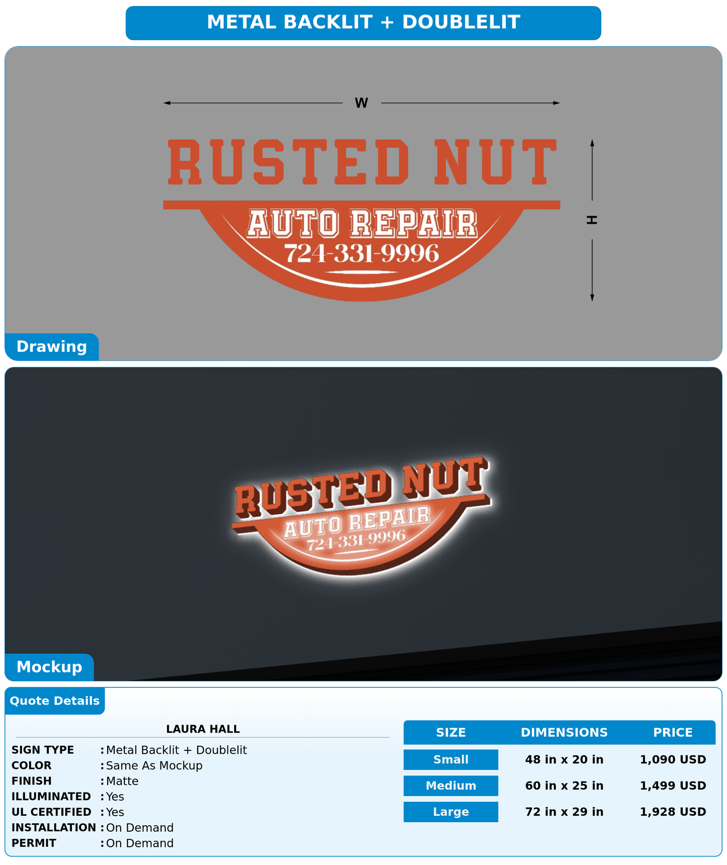 CUSTOM MOCKUP SIGN FOR Laura Hall