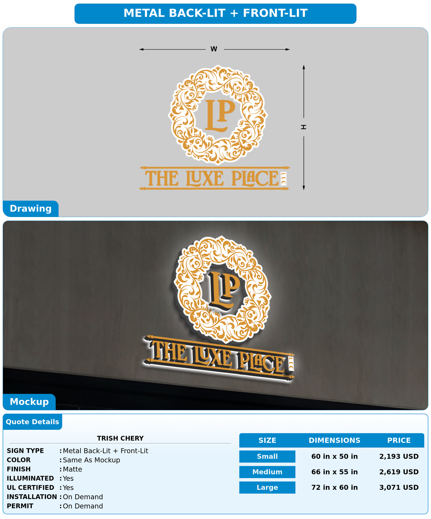 CUSTOM MOCKUP SIGN FOR Trish chery