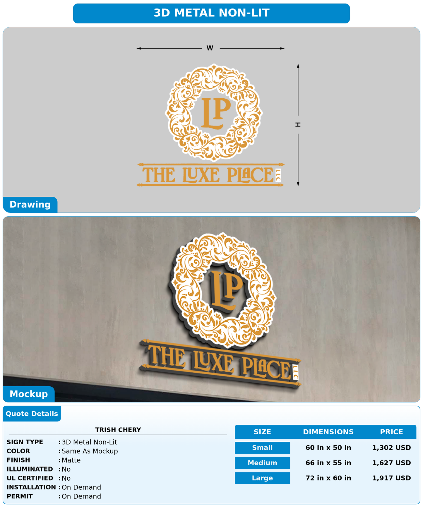 CUSTOM MOCKUP SIGN FOR Trish chery