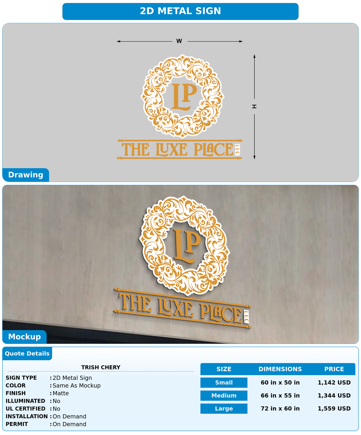 CUSTOM MOCKUP SIGN FOR Trish chery