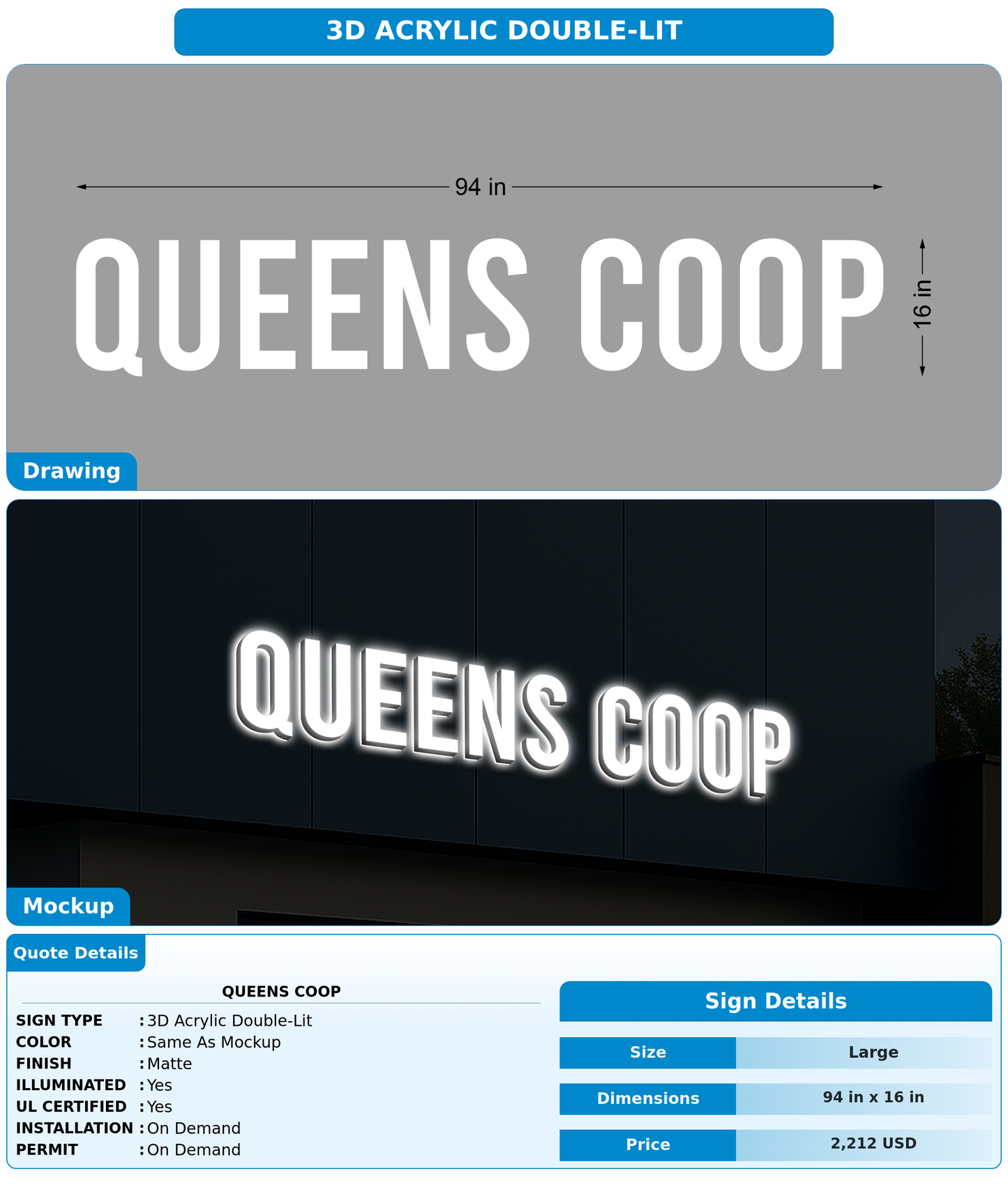 CUSTOM MOCKUP SIGN FOR QUEENS COOP