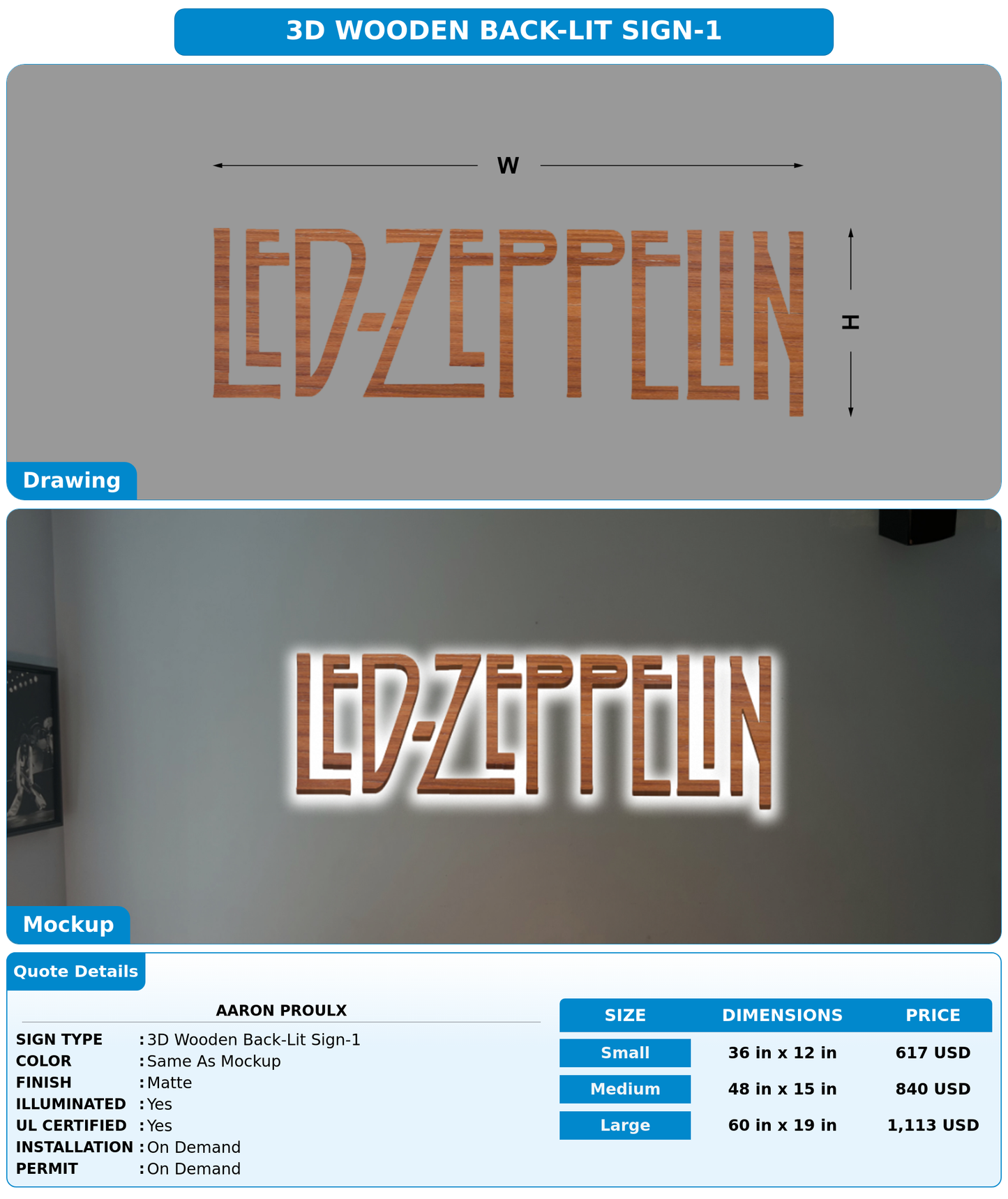 CUSTOM MOCKUP SIGN FOR Aaron Proulx
