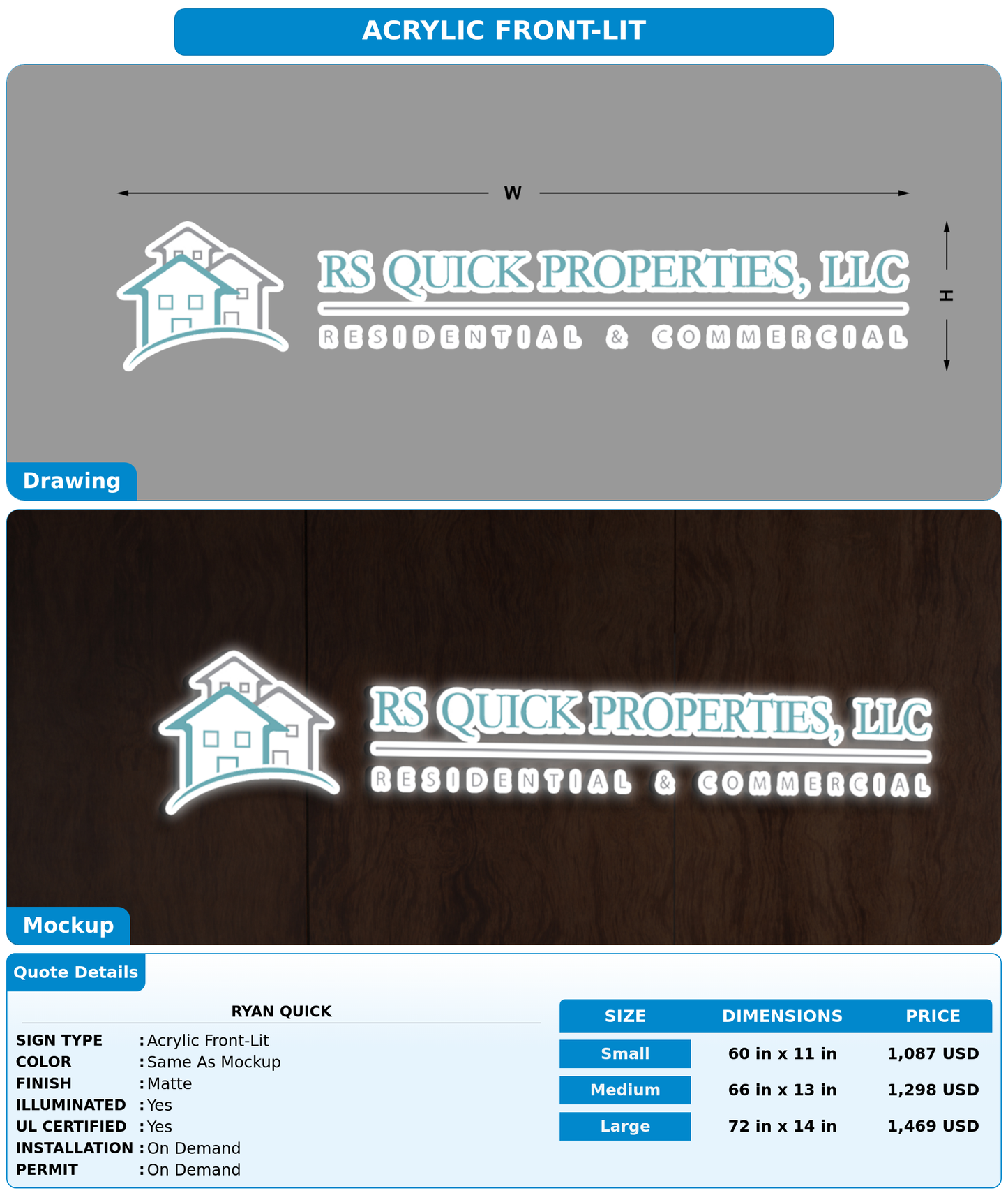 CUSTOM MOCKUP SIGN FOR Ryan Quick