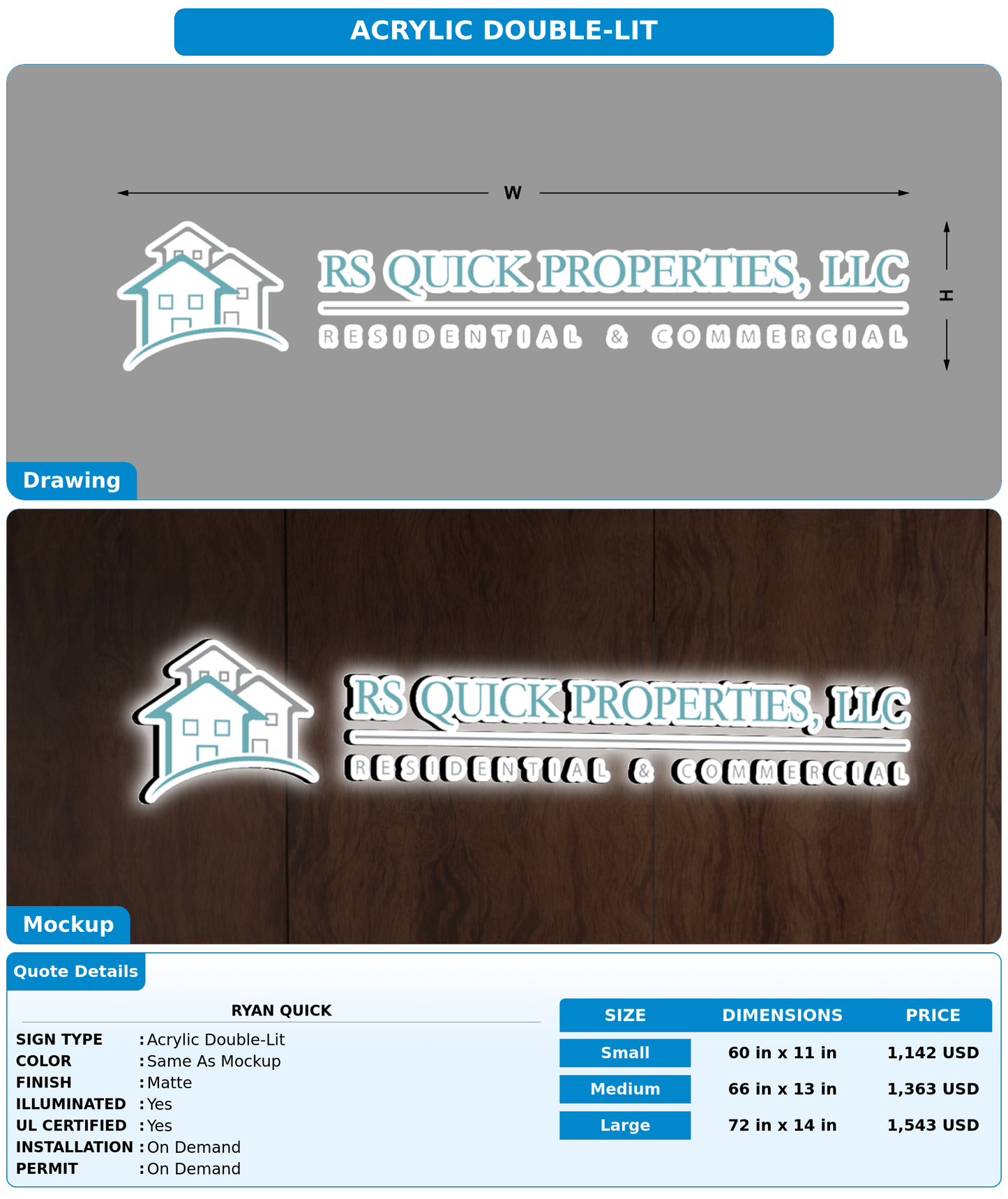 CUSTOM MOCKUP SIGN FOR Ryan Quick