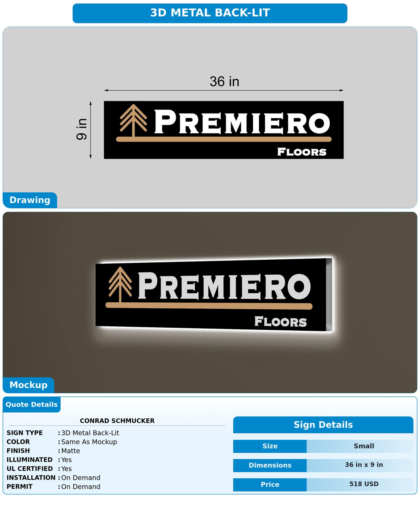 CUSTOM MOCKUP SIGN FOR Conrad Schmucker