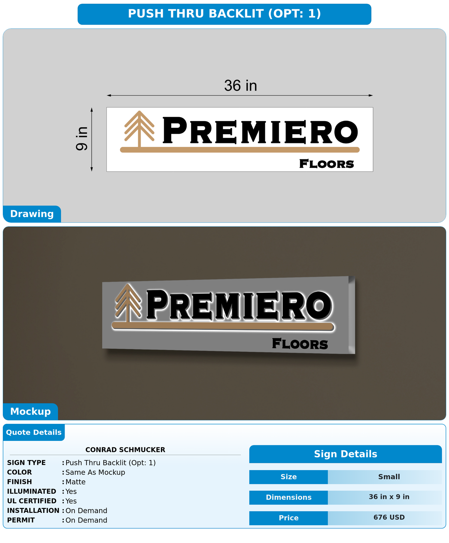 CUSTOM MOCKUP SIGN FOR Conrad Schmucker