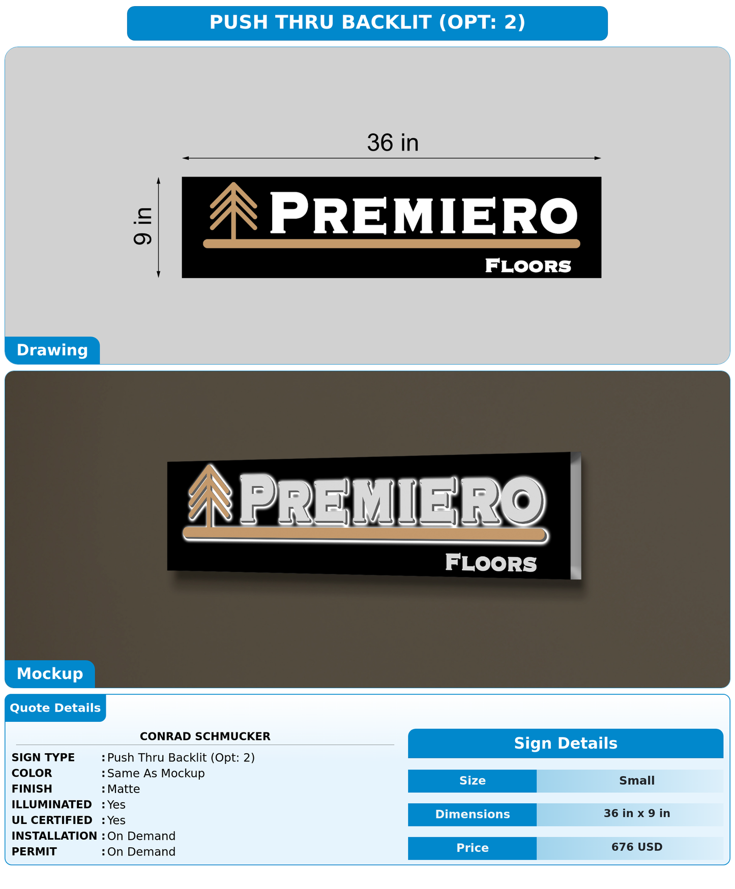 CUSTOM MOCKUP SIGN FOR Conrad Schmucker