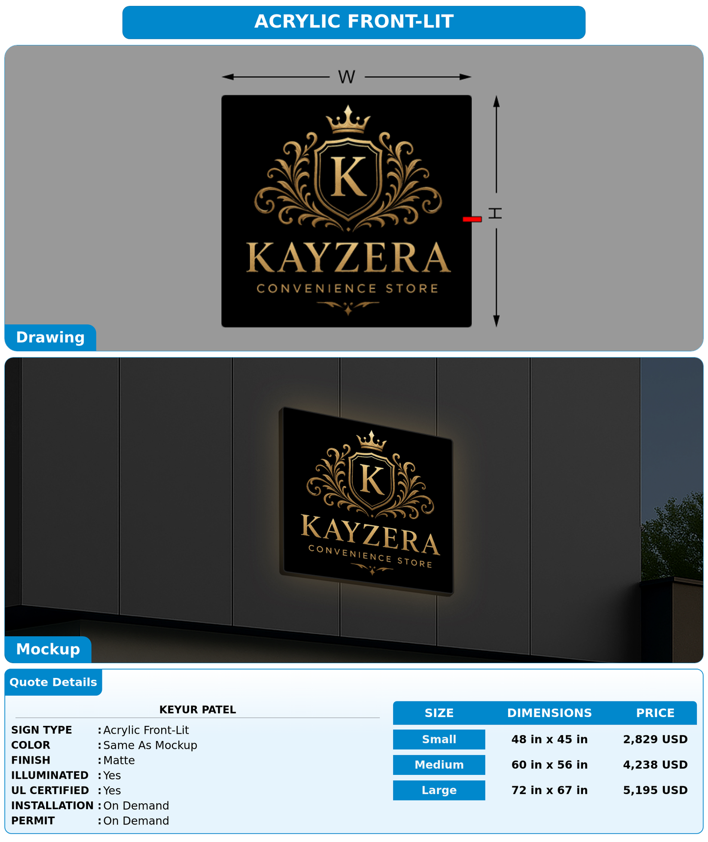 CUSTOM MOCKUP SIGN FOR Keyur  Patel