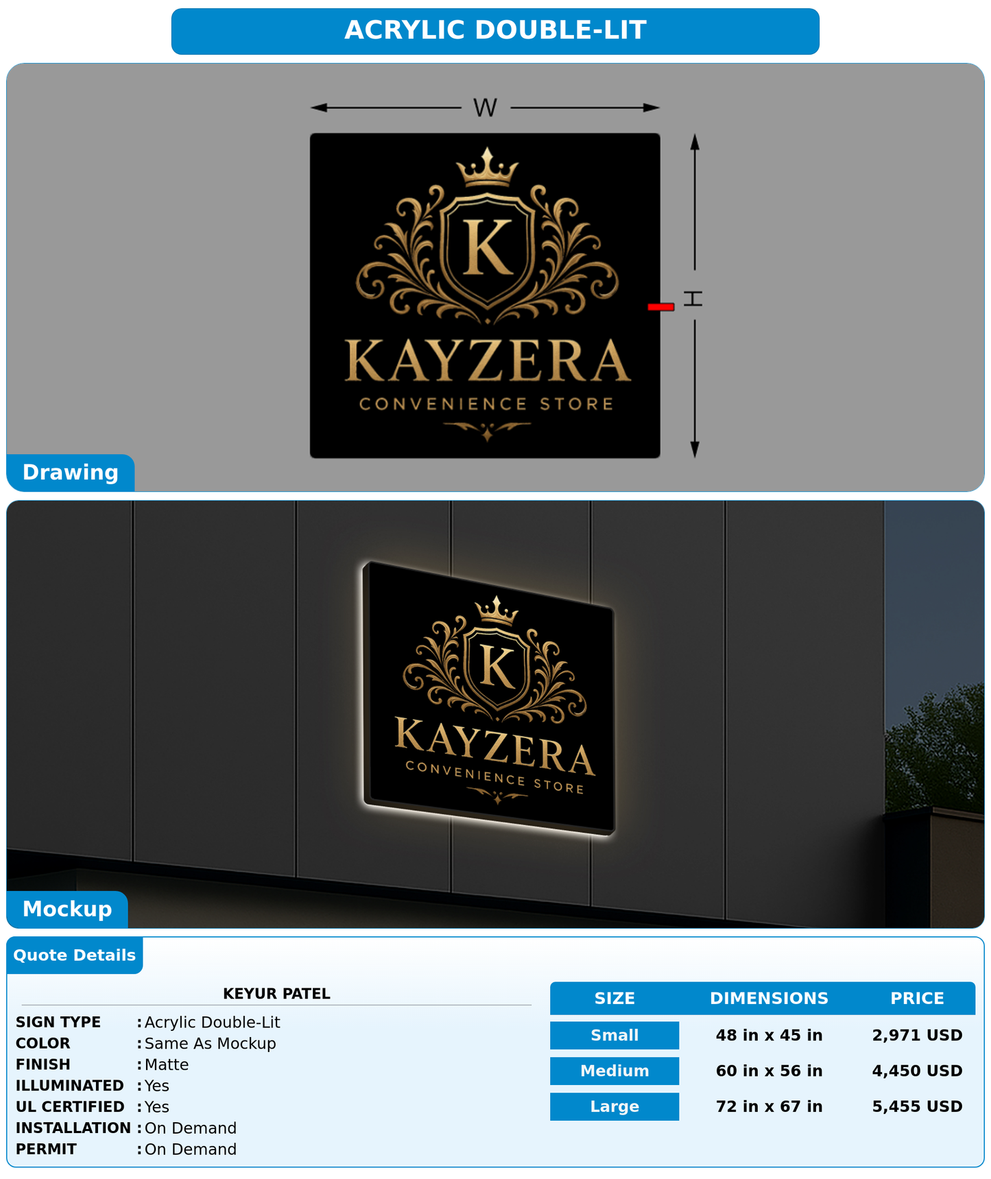 CUSTOM MOCKUP SIGN FOR Keyur  Patel