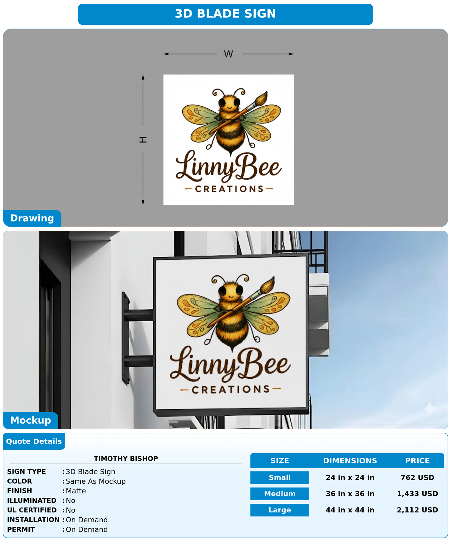 CUSTOM MOCKUP SIGN FOR Timothy Bishop