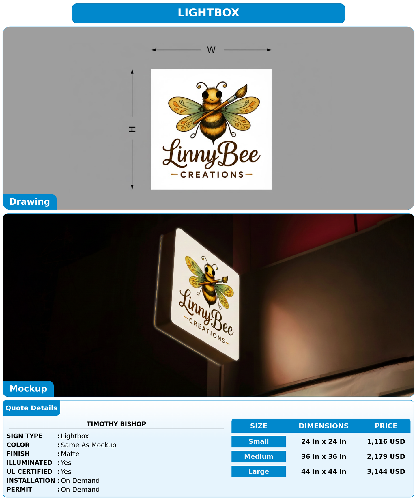 CUSTOM MOCKUP SIGN FOR Timothy Bishop