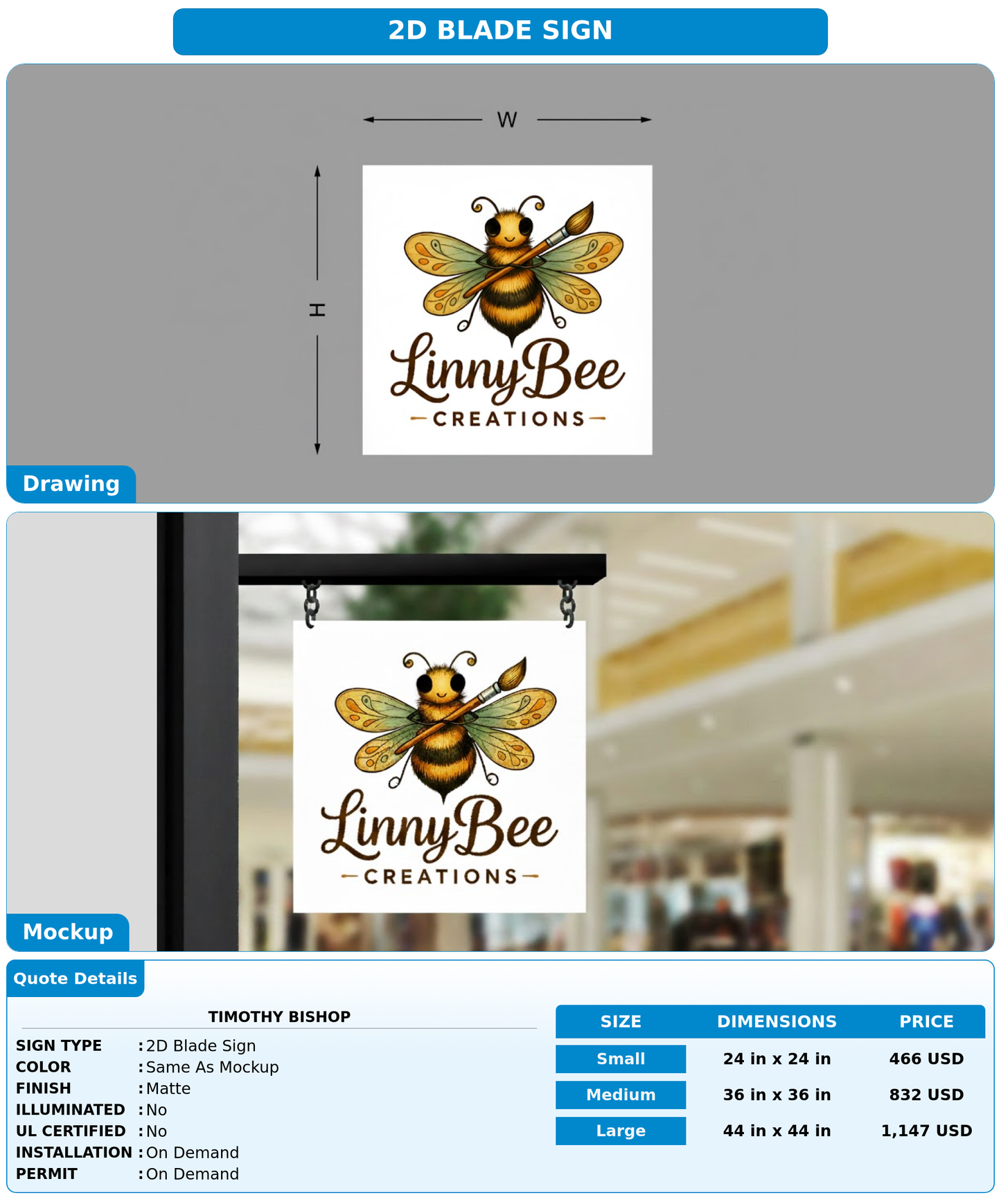 CUSTOM MOCKUP SIGN FOR Timothy Bishop