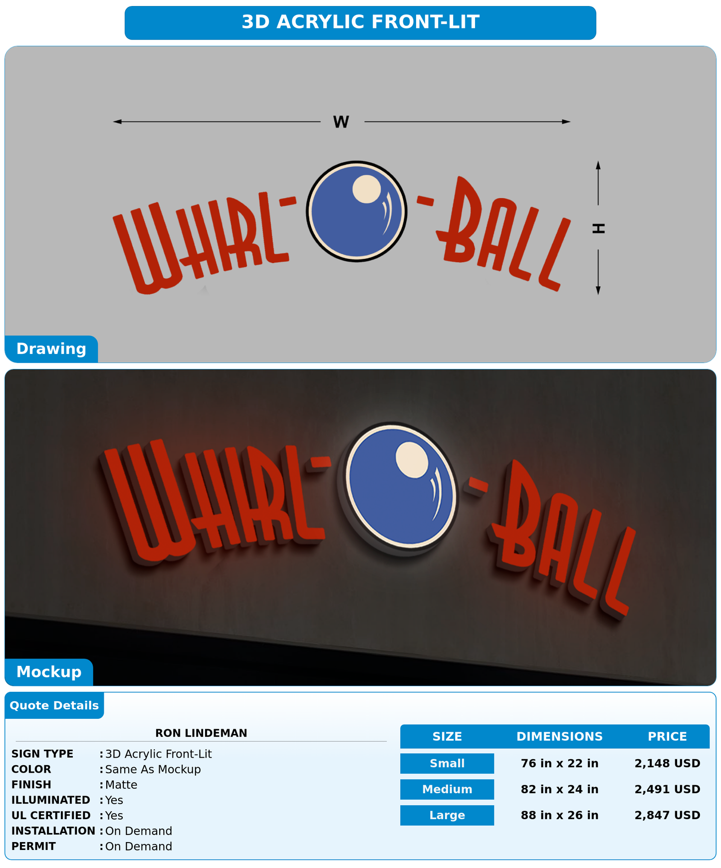 CUSTOM MOCKUP SIGN FOR Ron Lindeman