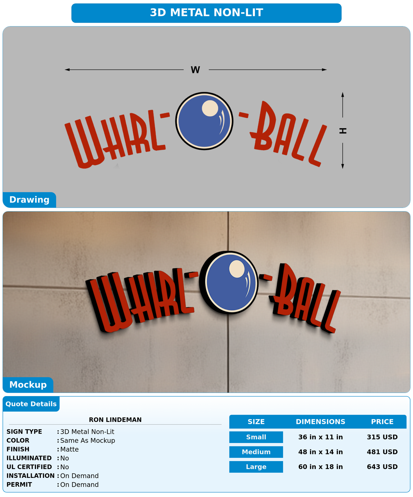 CUSTOM MOCKUP SIGN FOR Ron Lindeman