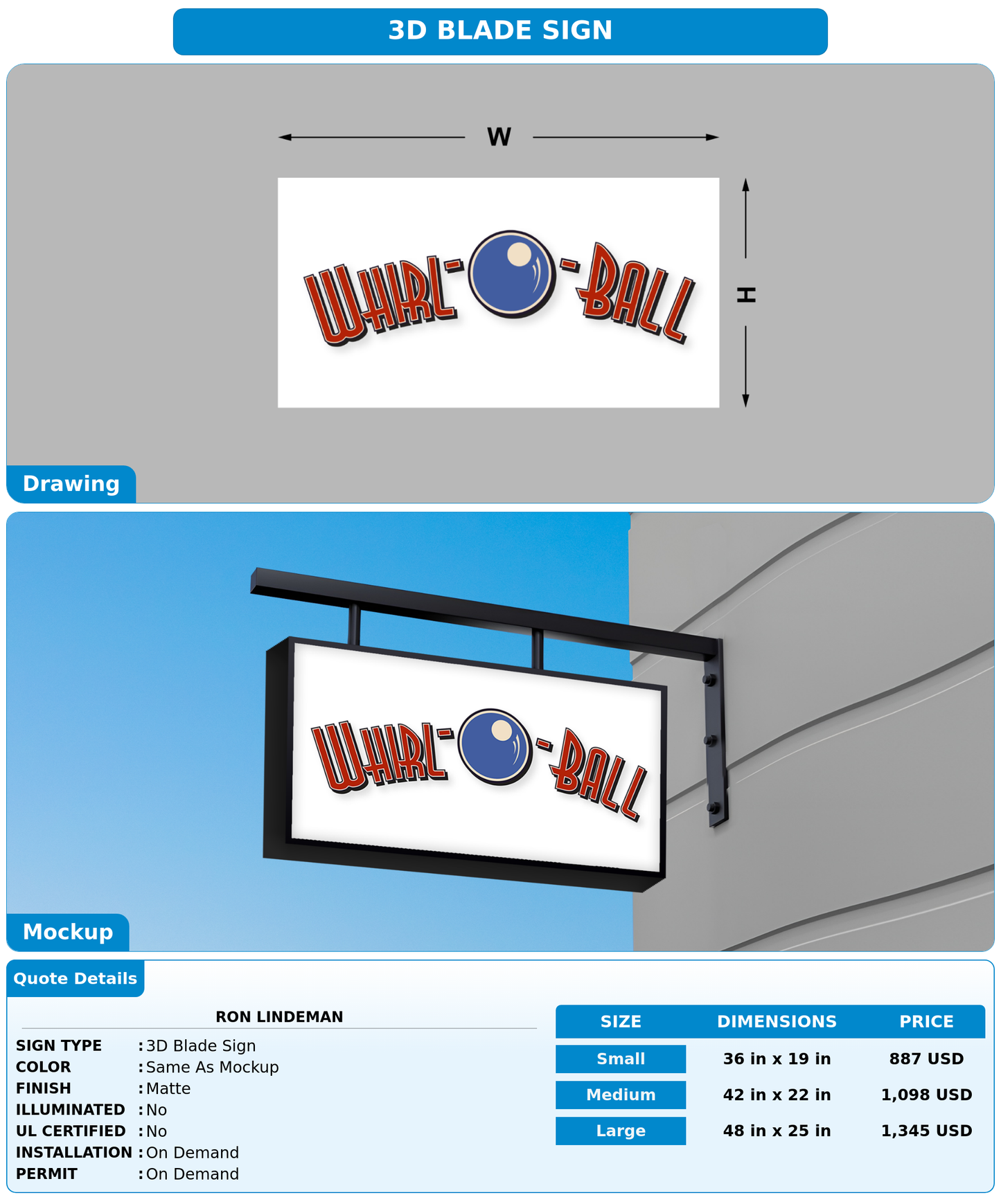 CUSTOM MOCKUP SIGN FOR Ron Lindeman