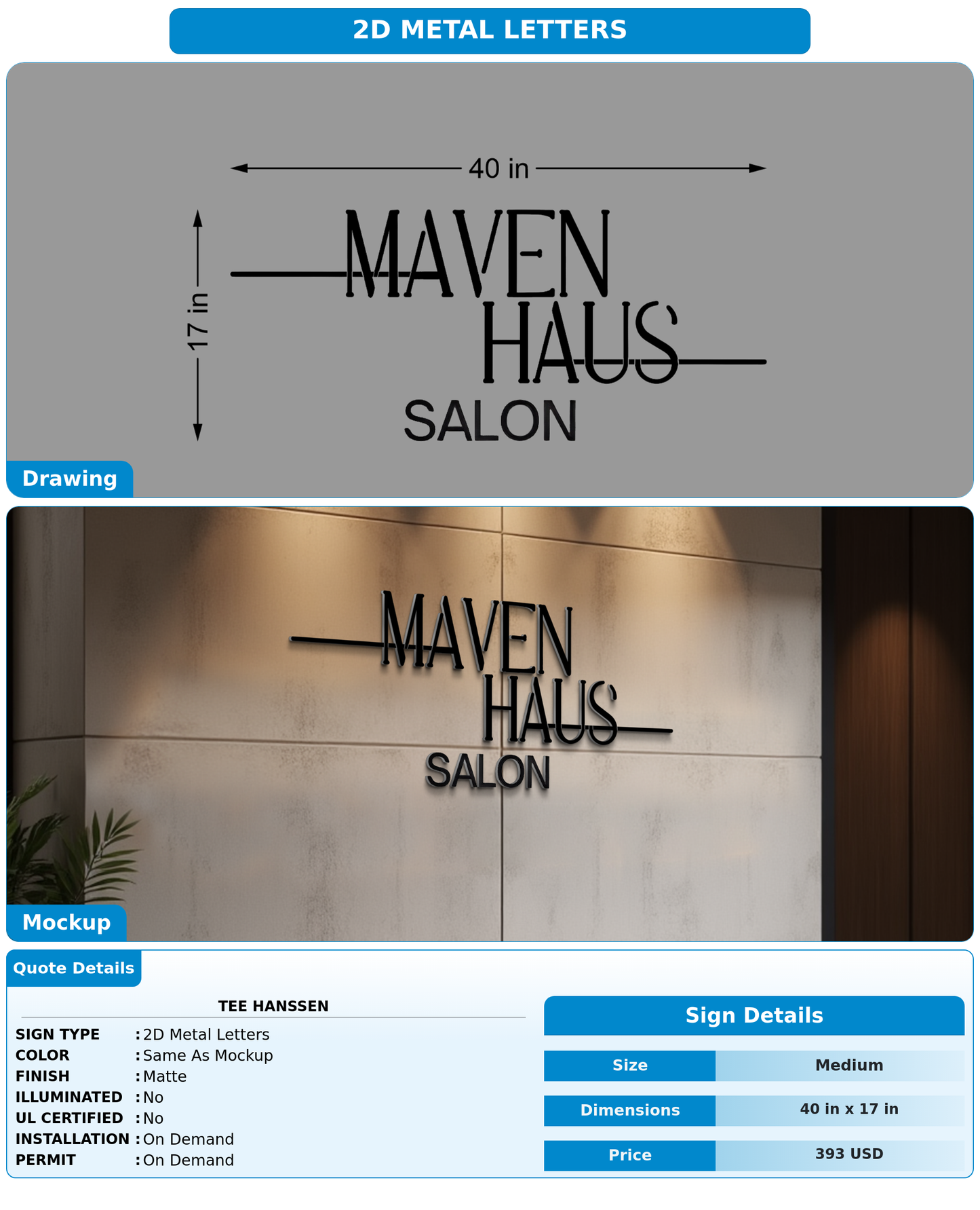 CUSTOM MOCKUP SIGN FOR Tee Hanssen