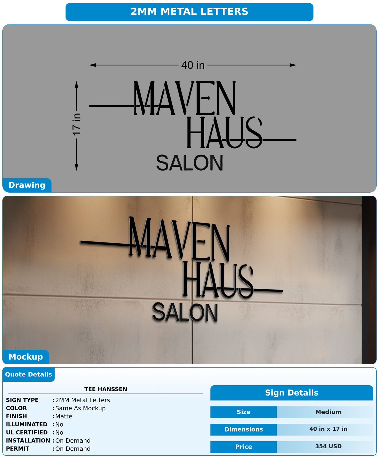 CUSTOM MOCKUP SIGN FOR Tee Hanssen