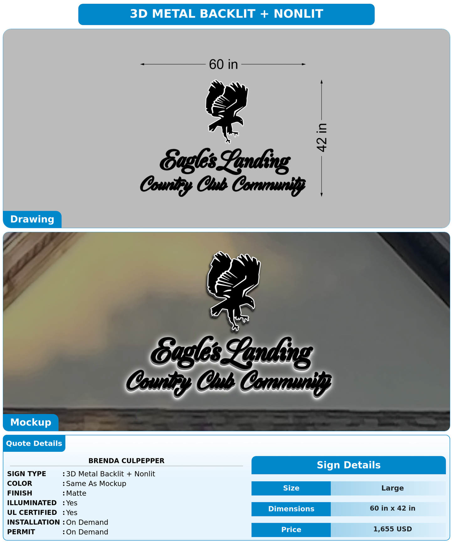 CUSTOM MOCKUP SIGN FOR Brenda Culpepper