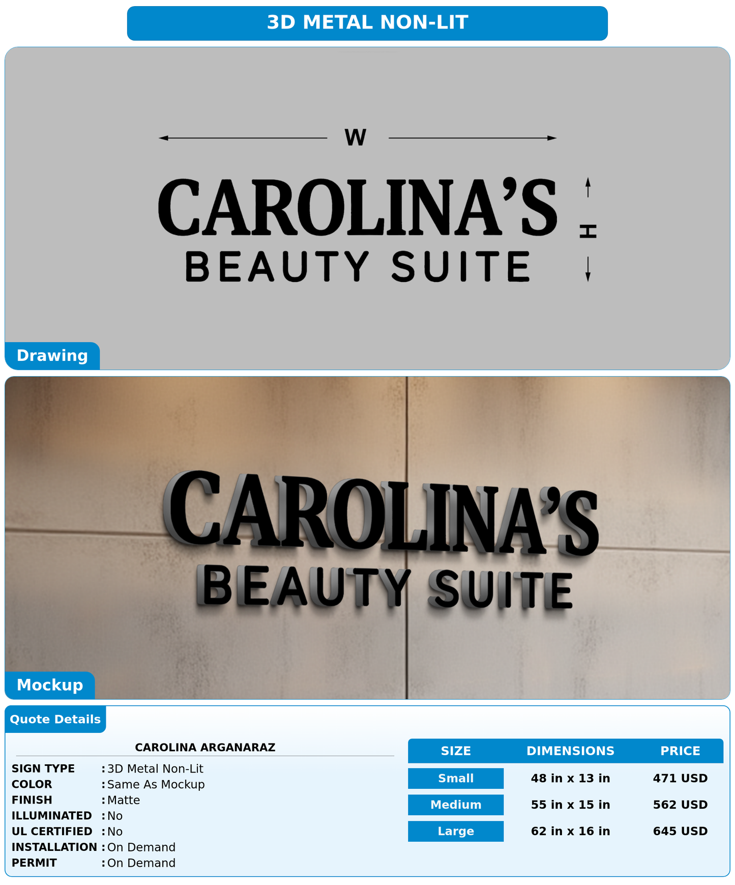 CUSTOM MOCKUP SIGN FOR Carolina Arganaraz