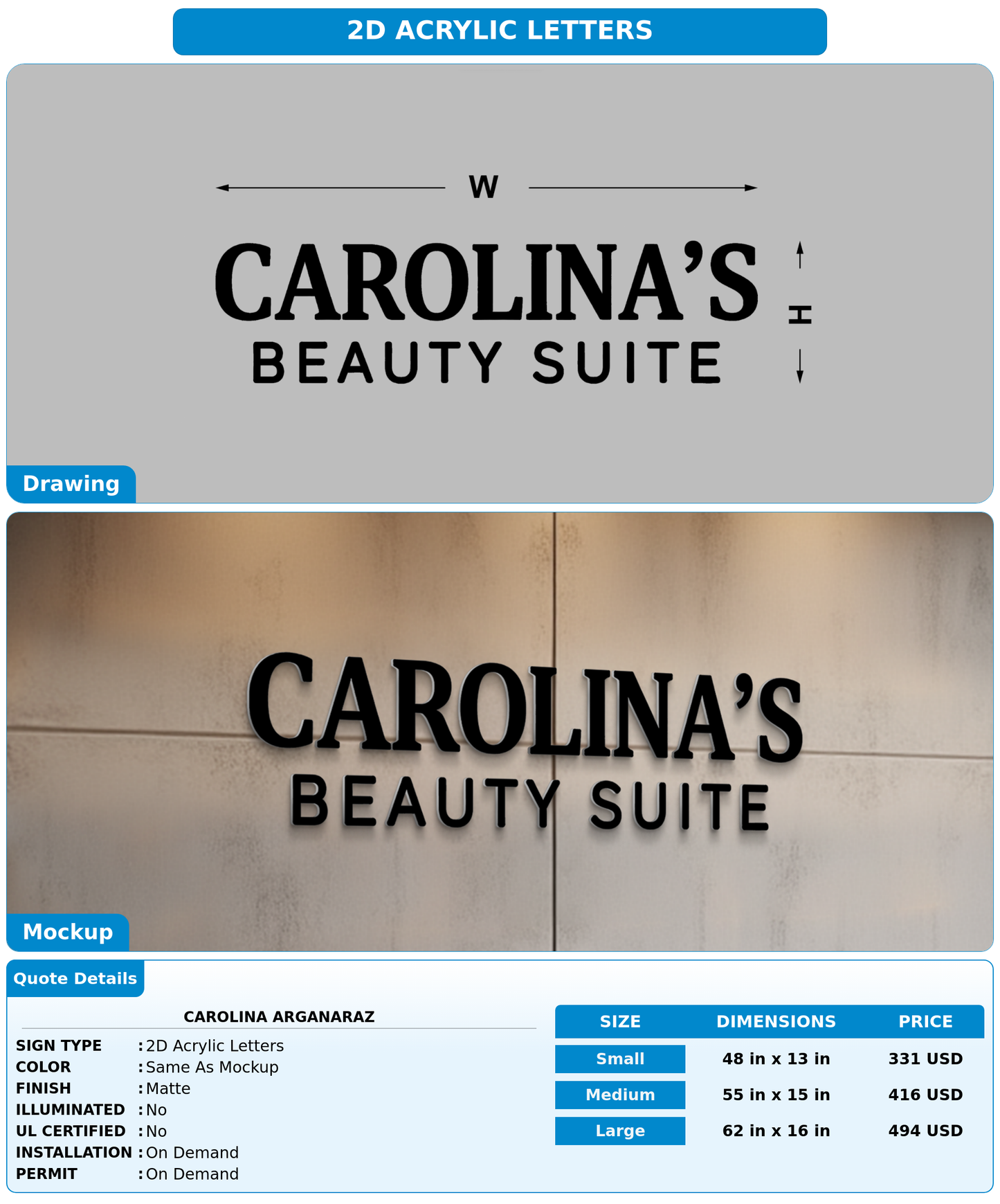 CUSTOM MOCKUP SIGN FOR Carolina Arganaraz