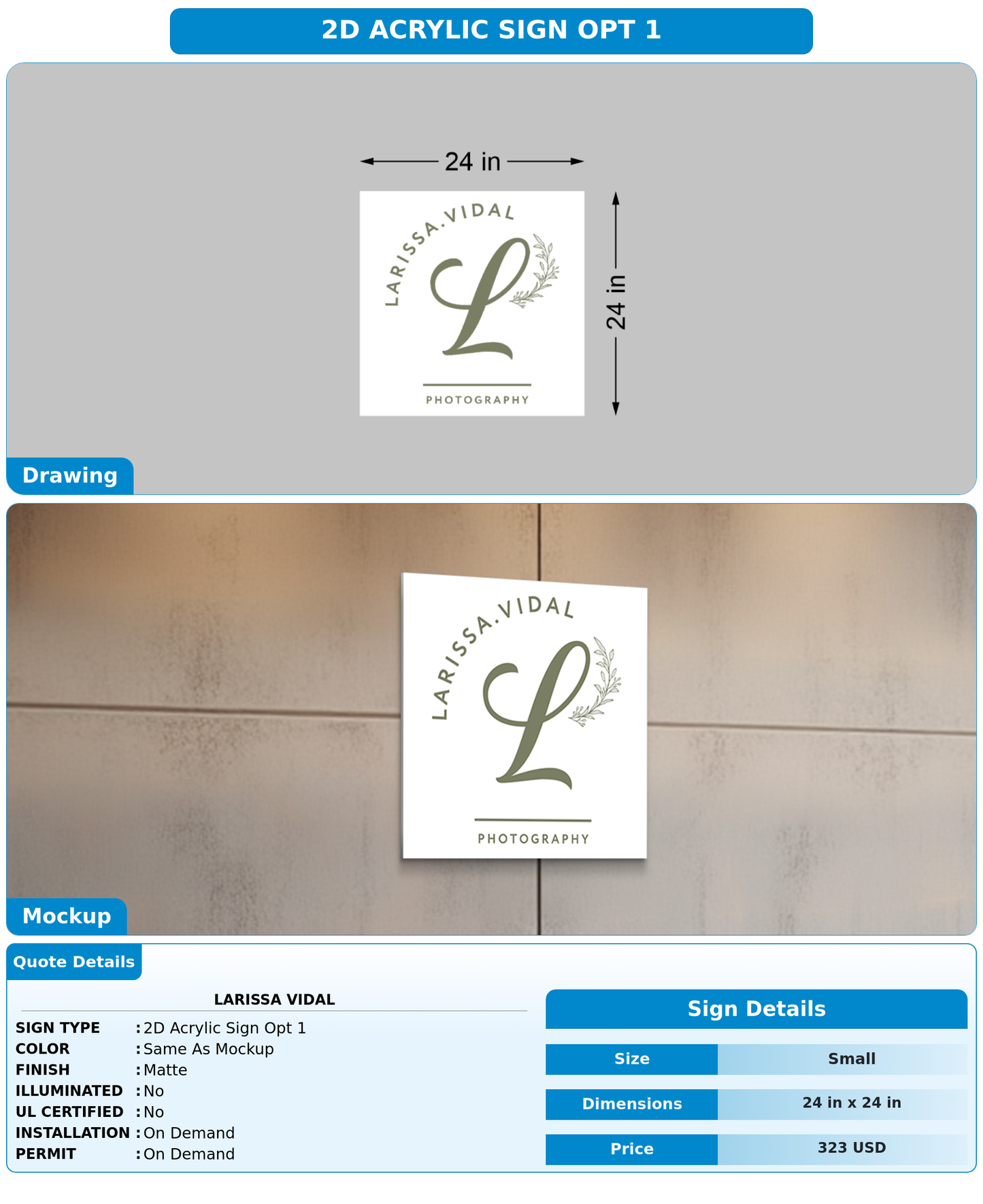 CUSTOM MOCKUP SIGN FOR Larissa Vidal