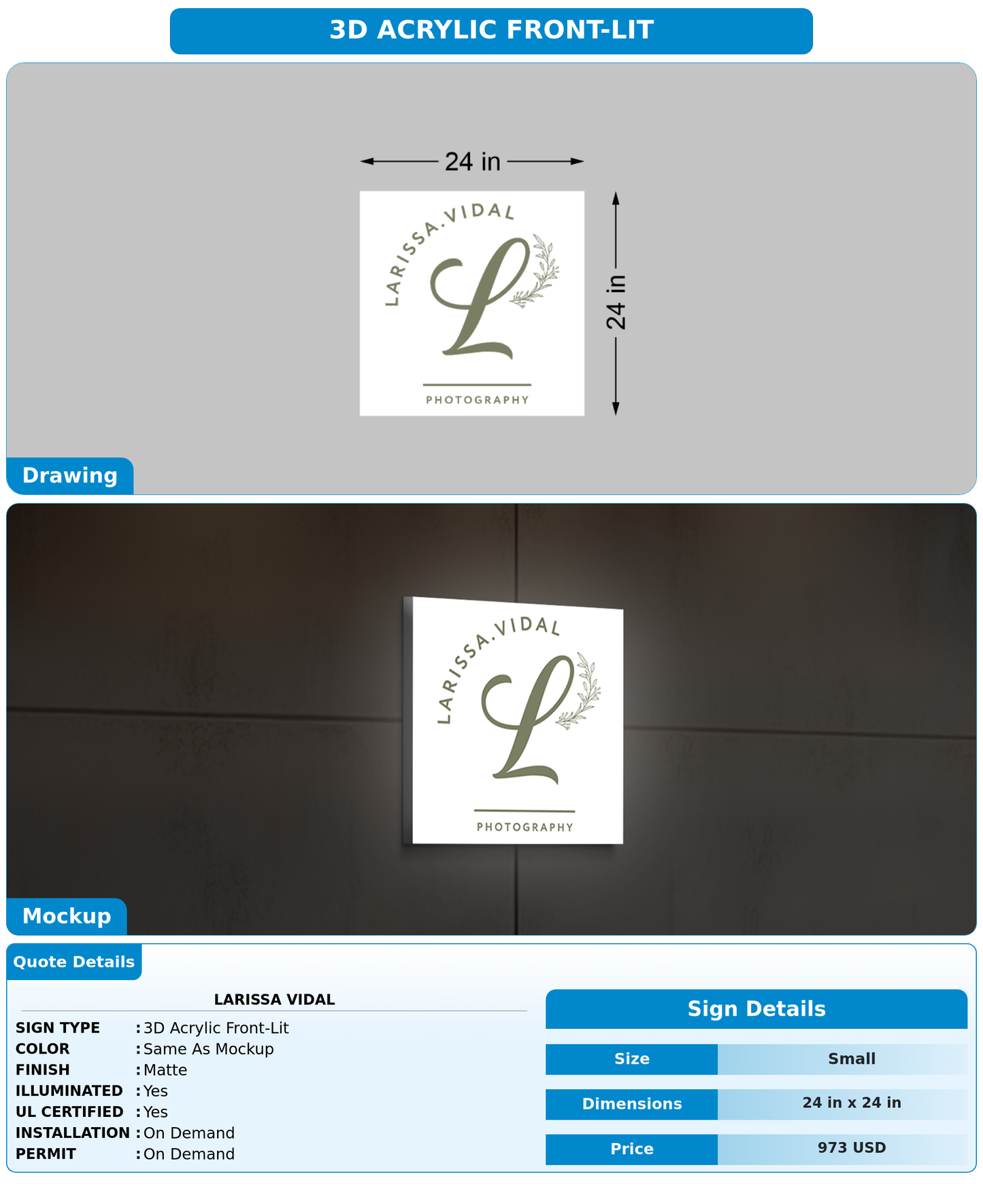 CUSTOM MOCKUP SIGN FOR Larissa Vidal
