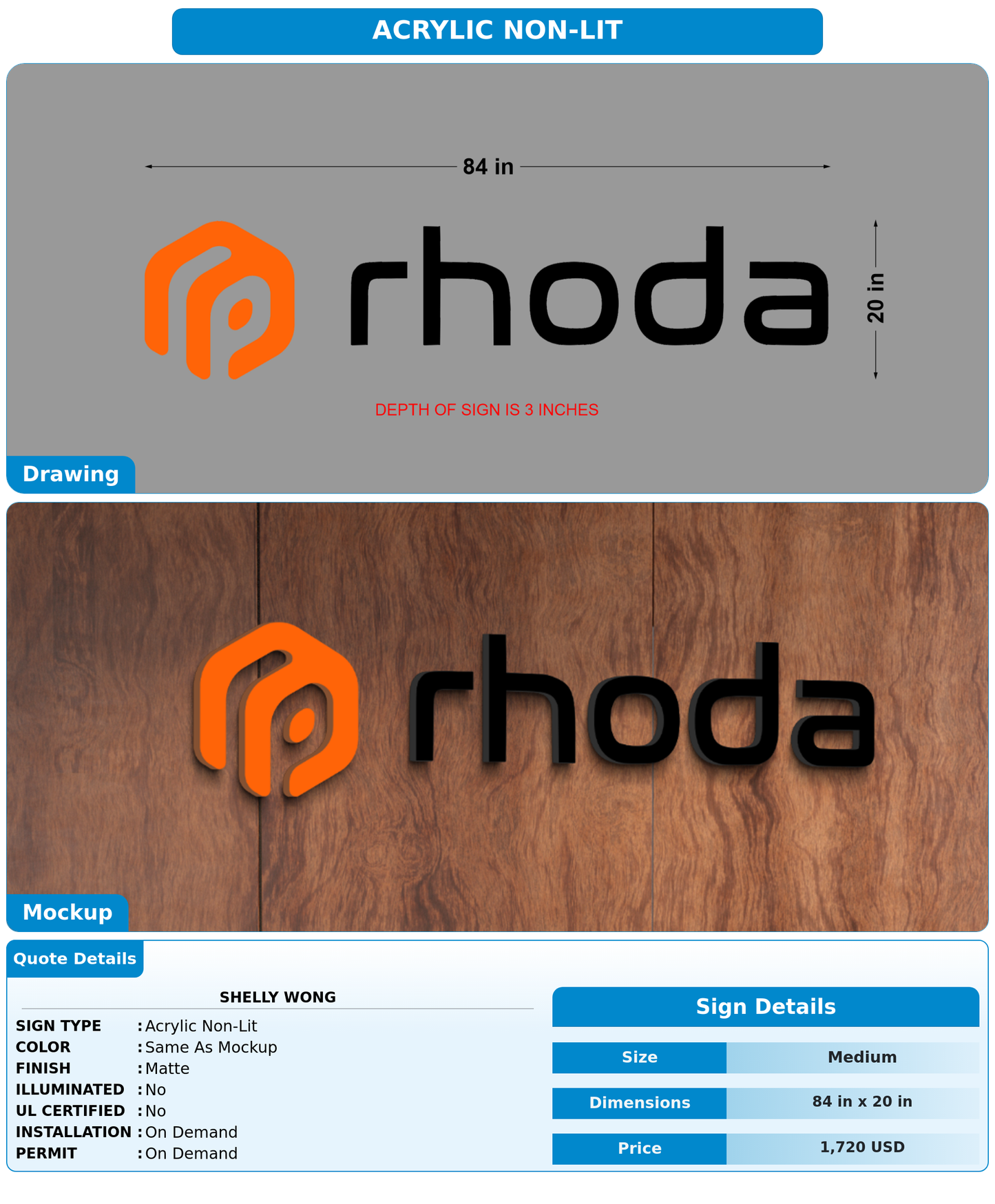 CUSTOM MOCKUP SIGN FOR Shelly Wong