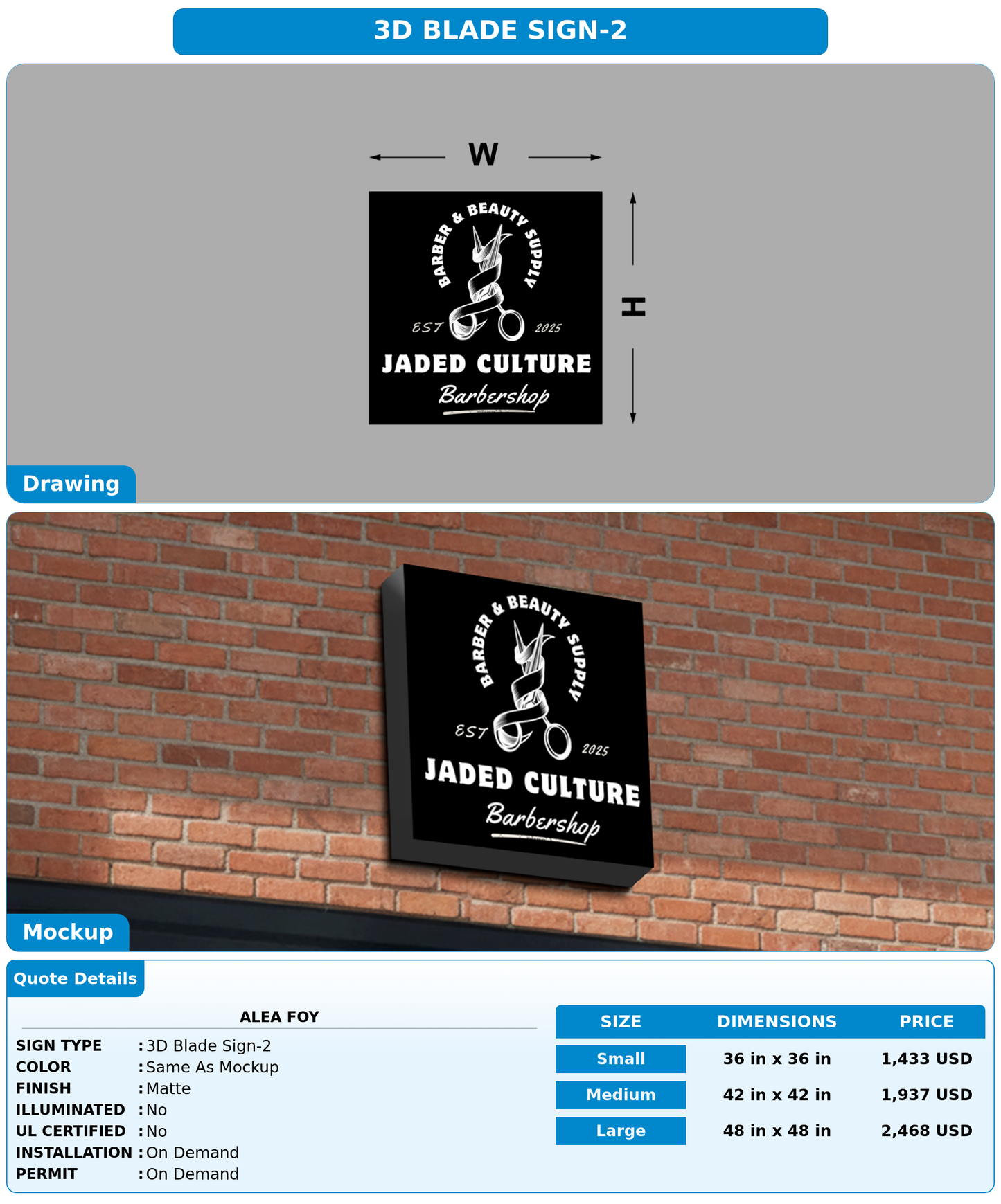 CUSTOM MOCKUP SIGN FOR Alea Foy
