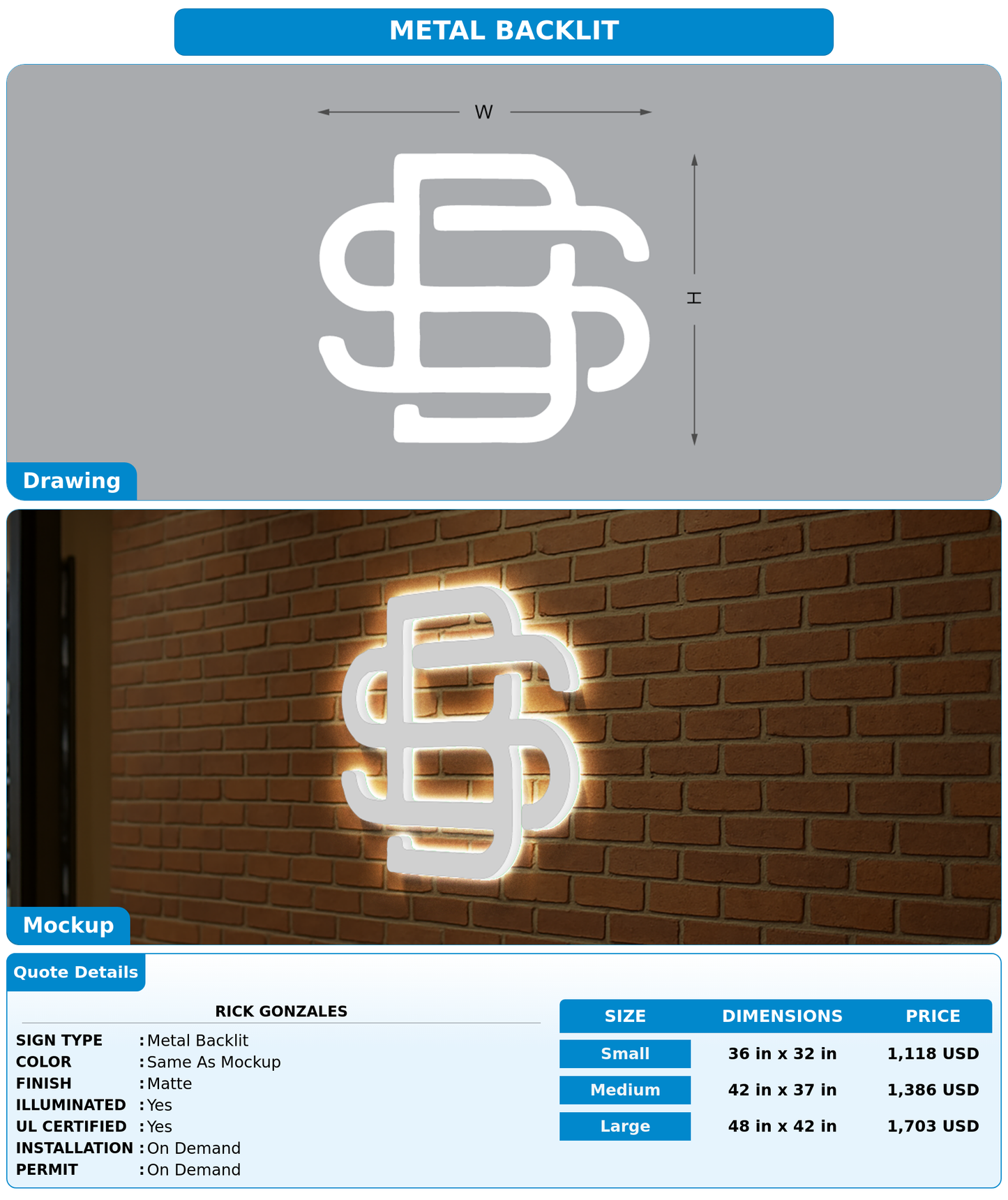 CUSTOM MOCKUP SIGN FOR Rick Gonzales